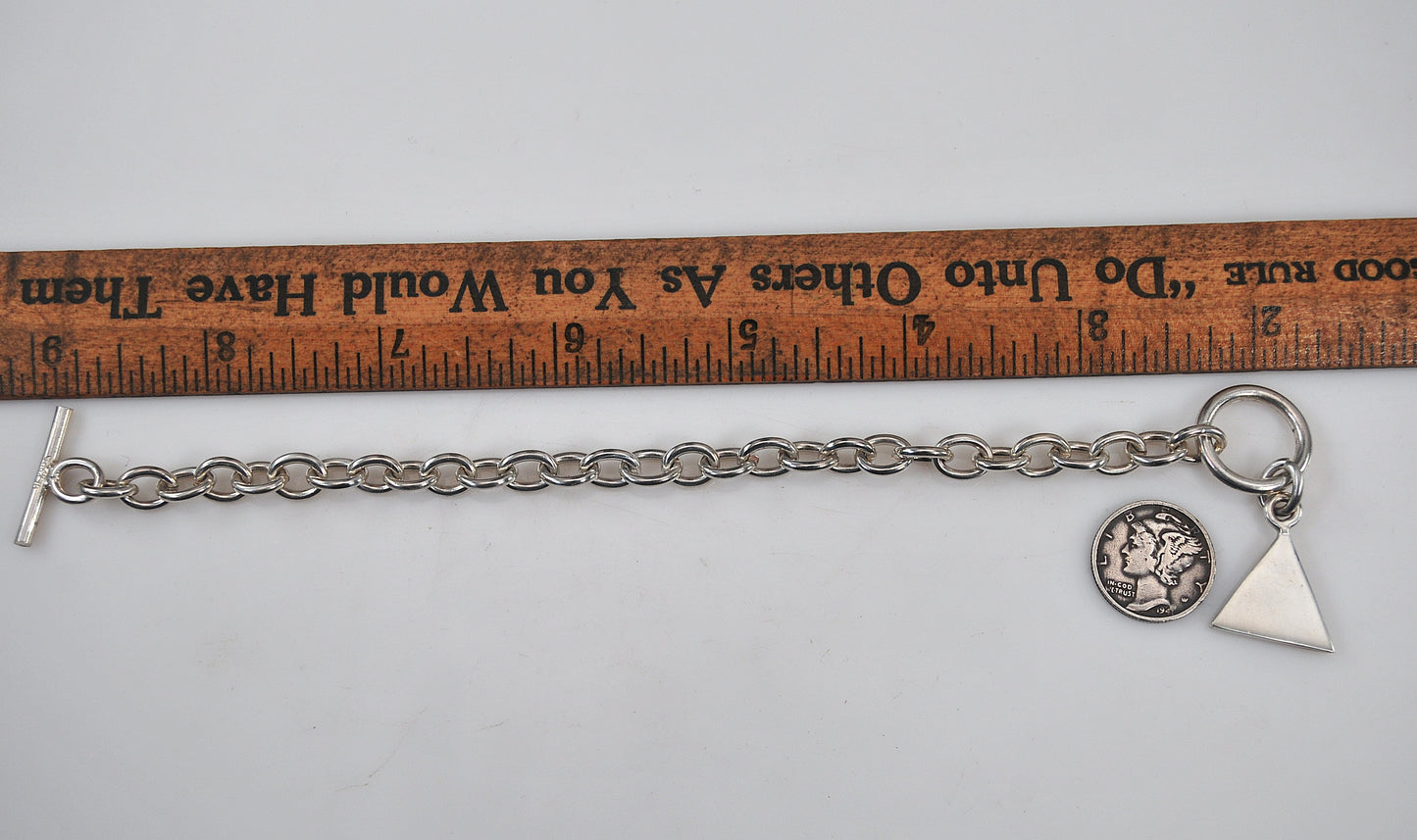 925 Mexico Rolo Tag Toggle Bracelet