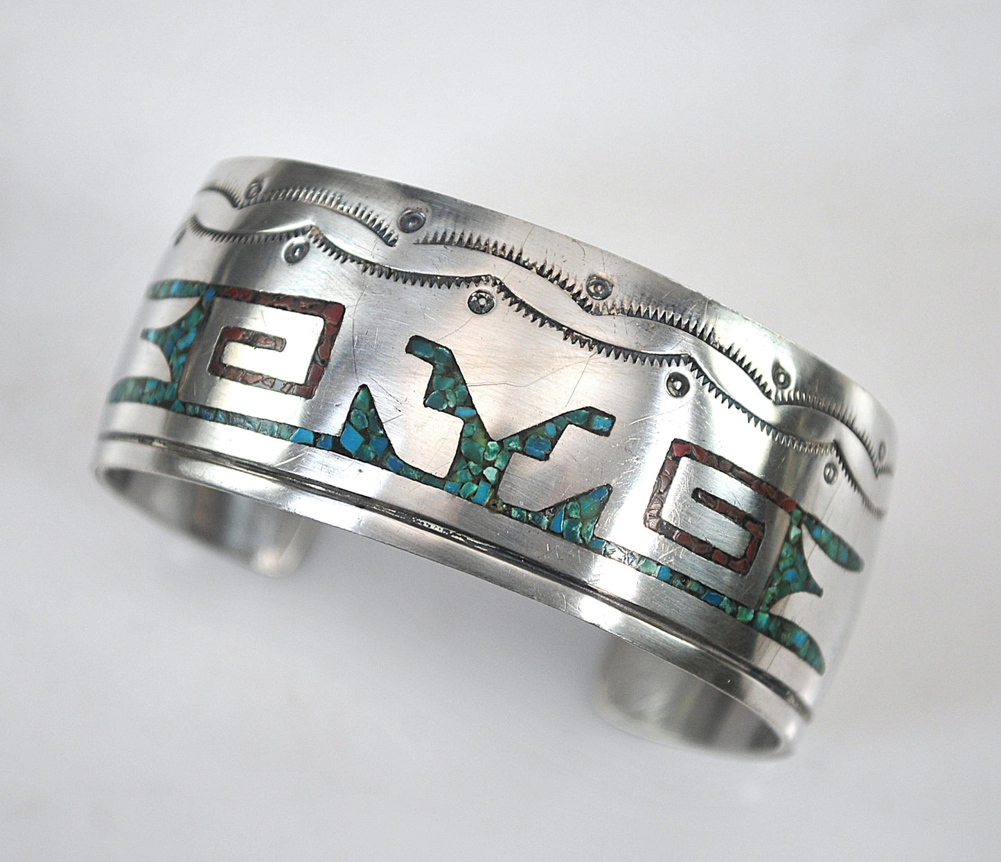 Navajo Crushed Stone Inlay Cuff Bracelet