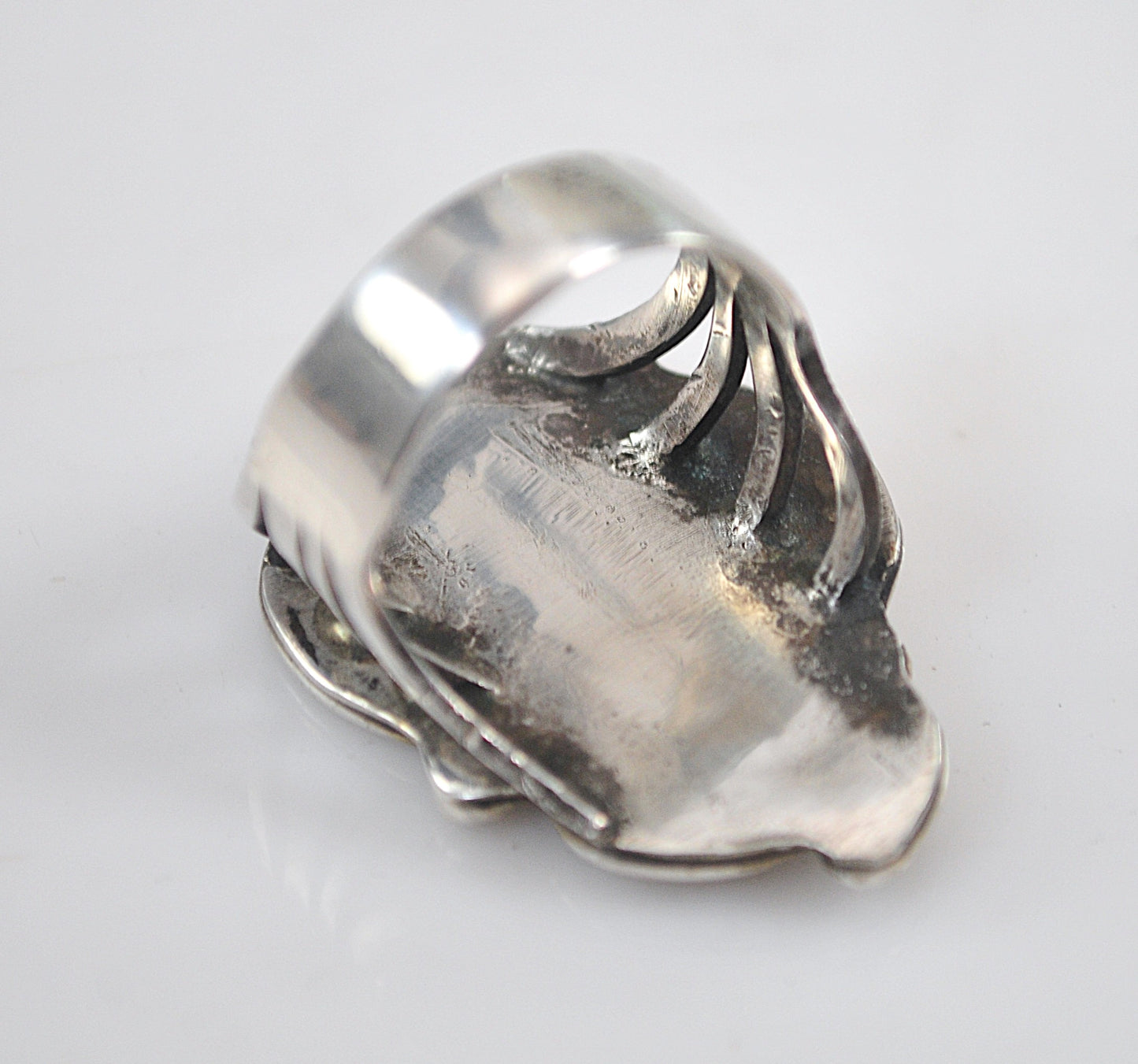 Large Navajo Sterling Silver Turquoise Leaf Ring