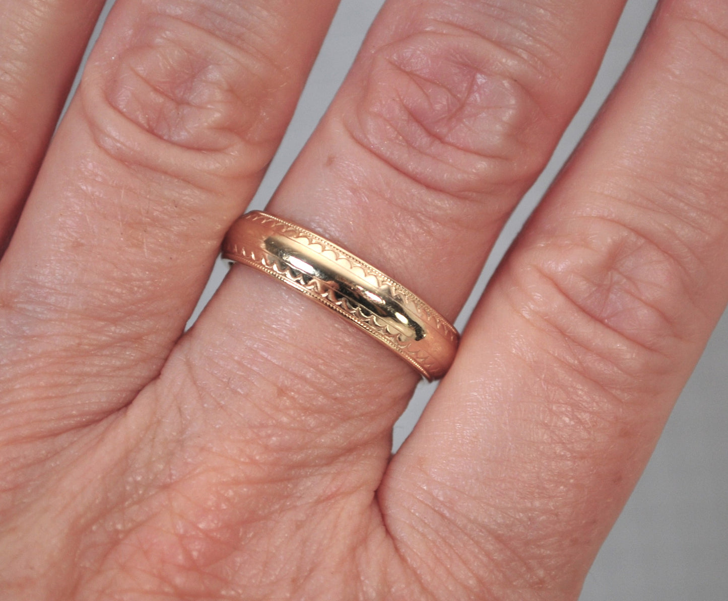 Signed 14K Gold 5mm Wedding Band Ring