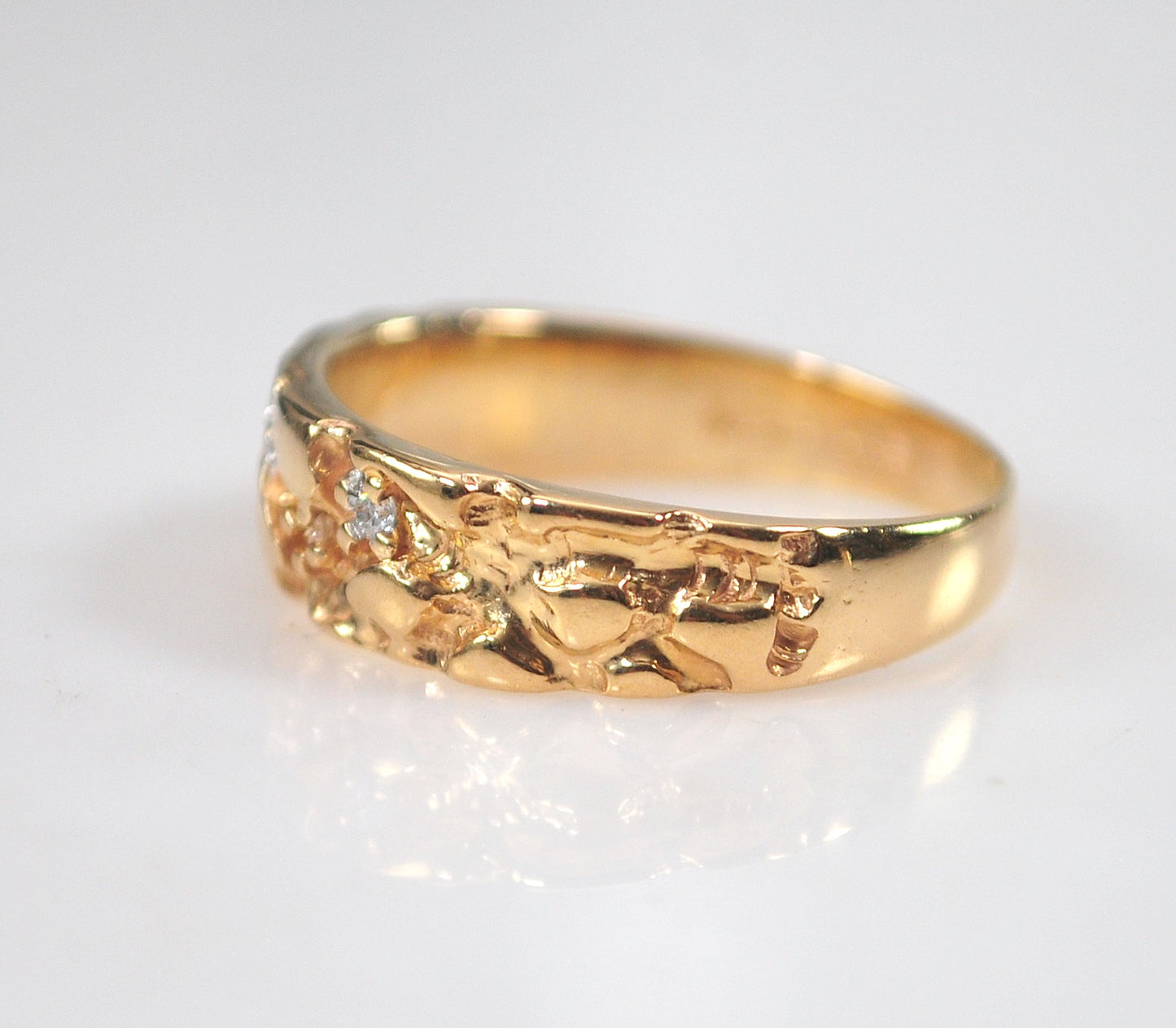 14K Gold Diamond Nugget Ring