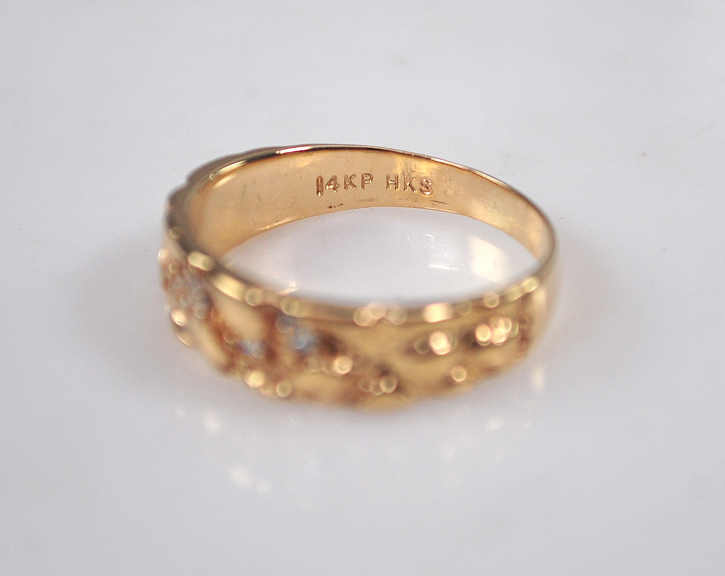 14K Gold Diamond Nugget Ring
