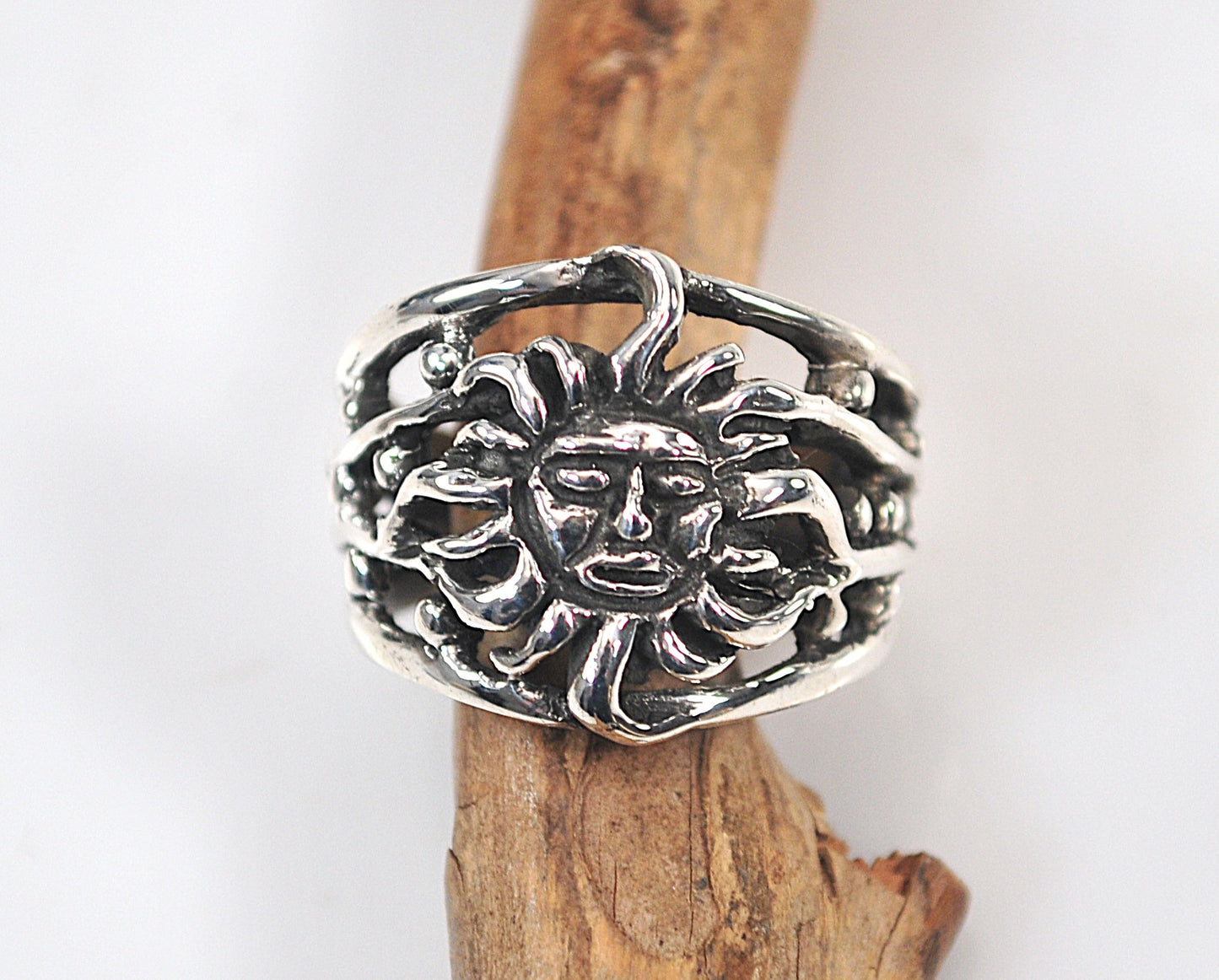 Celestial Sun Star Sterling Silver Ring