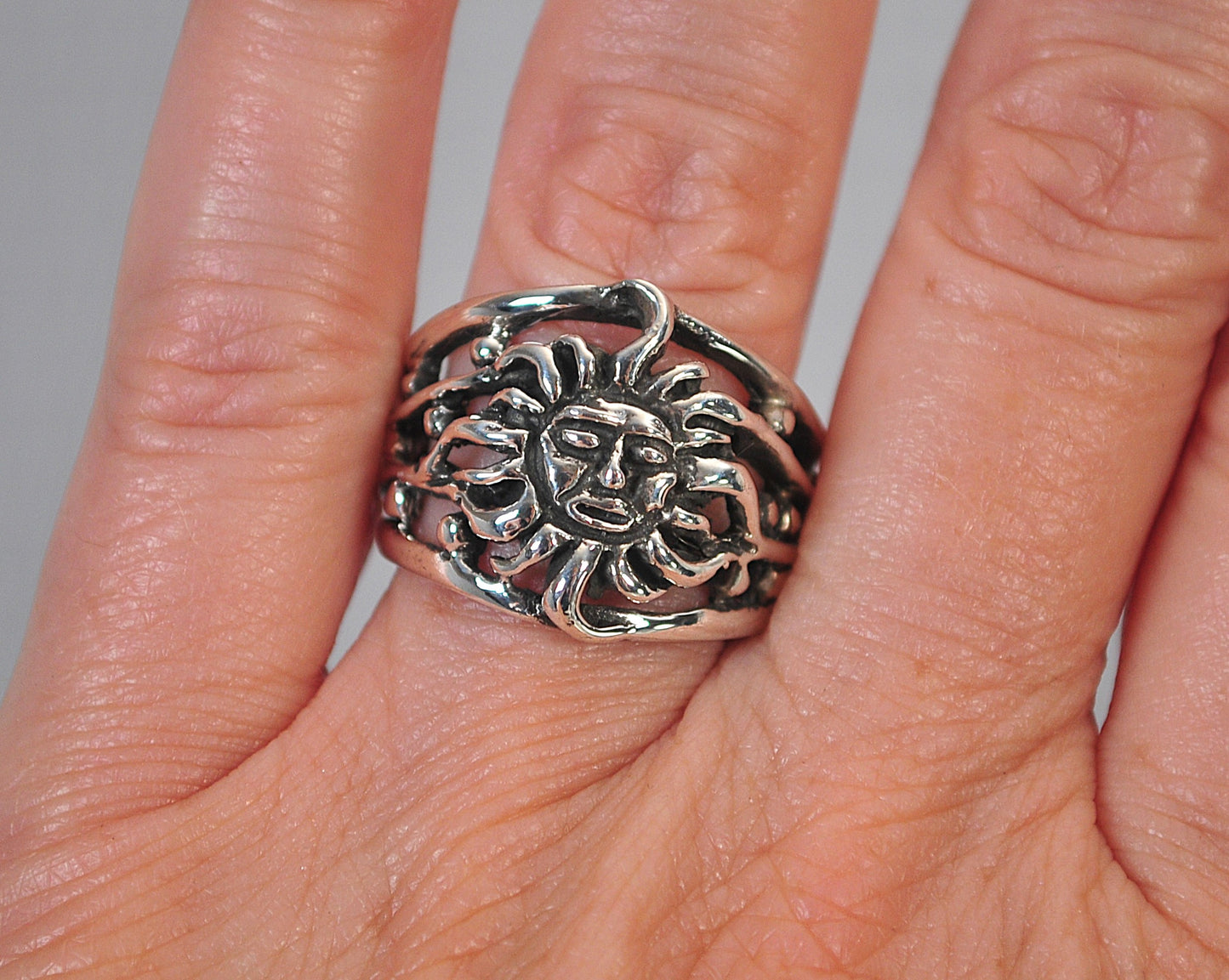 Celestial Sun Star Sterling Silver Ring