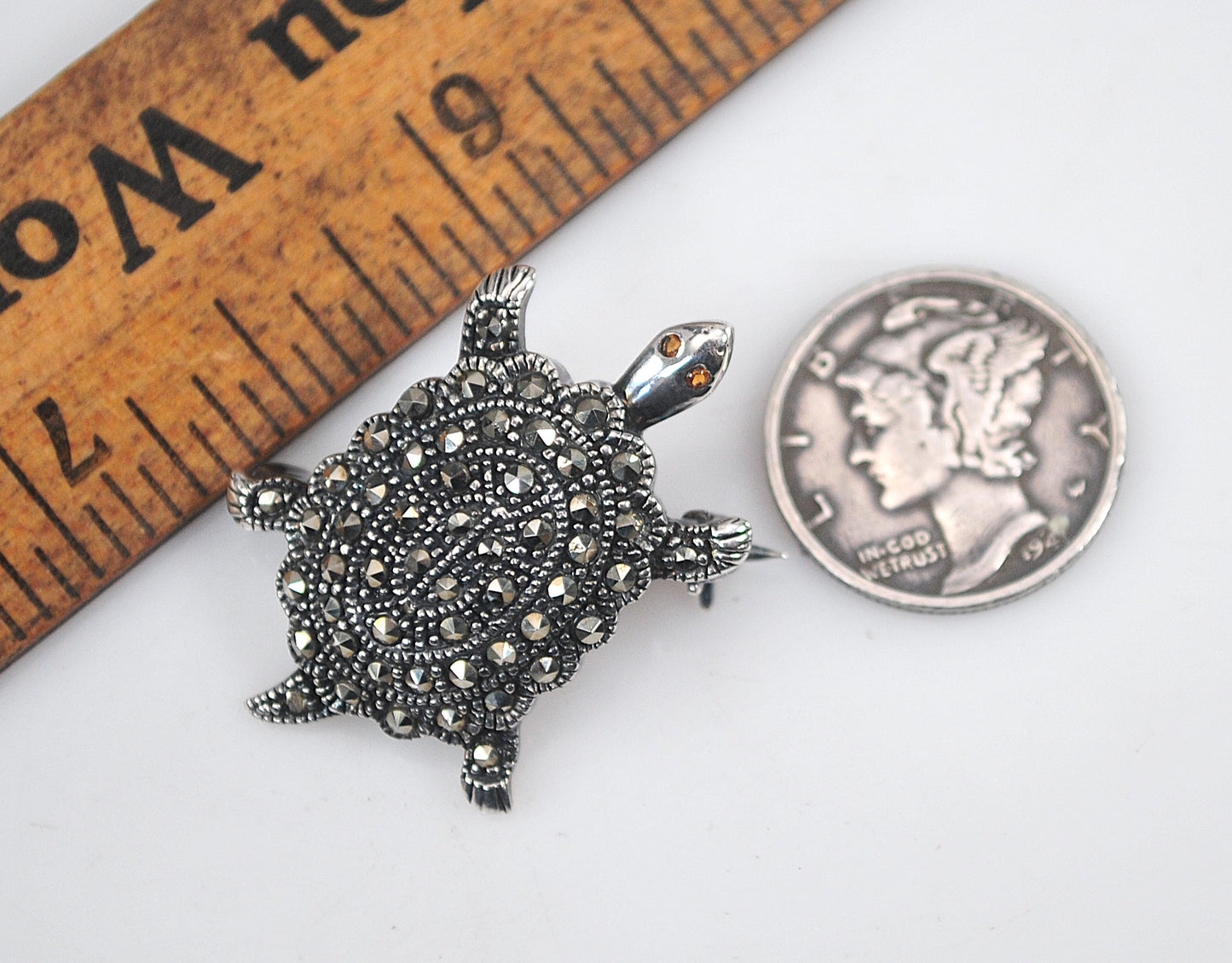 Sterling Silver Marcasite Turtle Brooch
