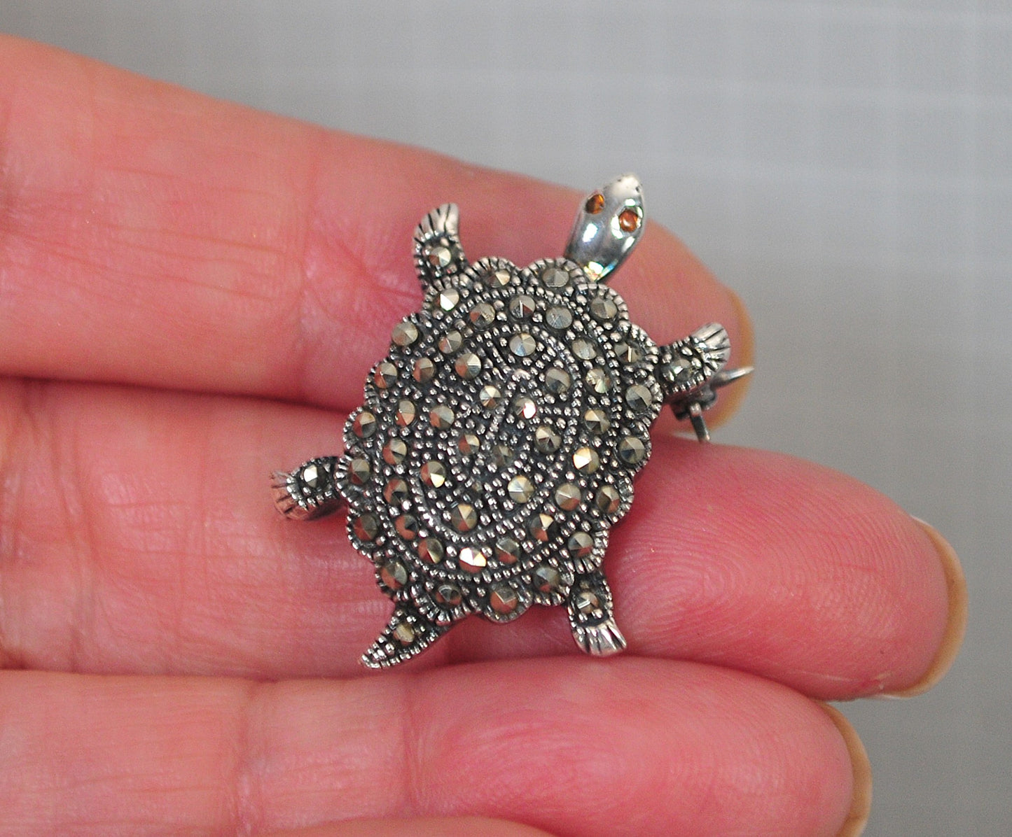 Sterling Silver Marcasite Turtle Brooch