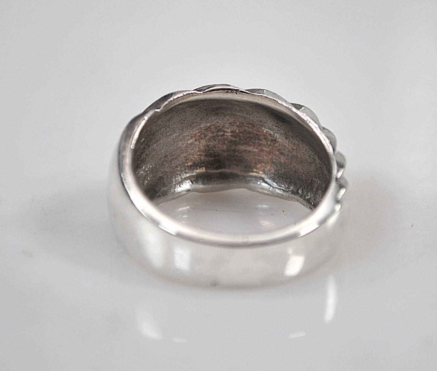 Wide Sterling Silver Ribbed Dome Ring