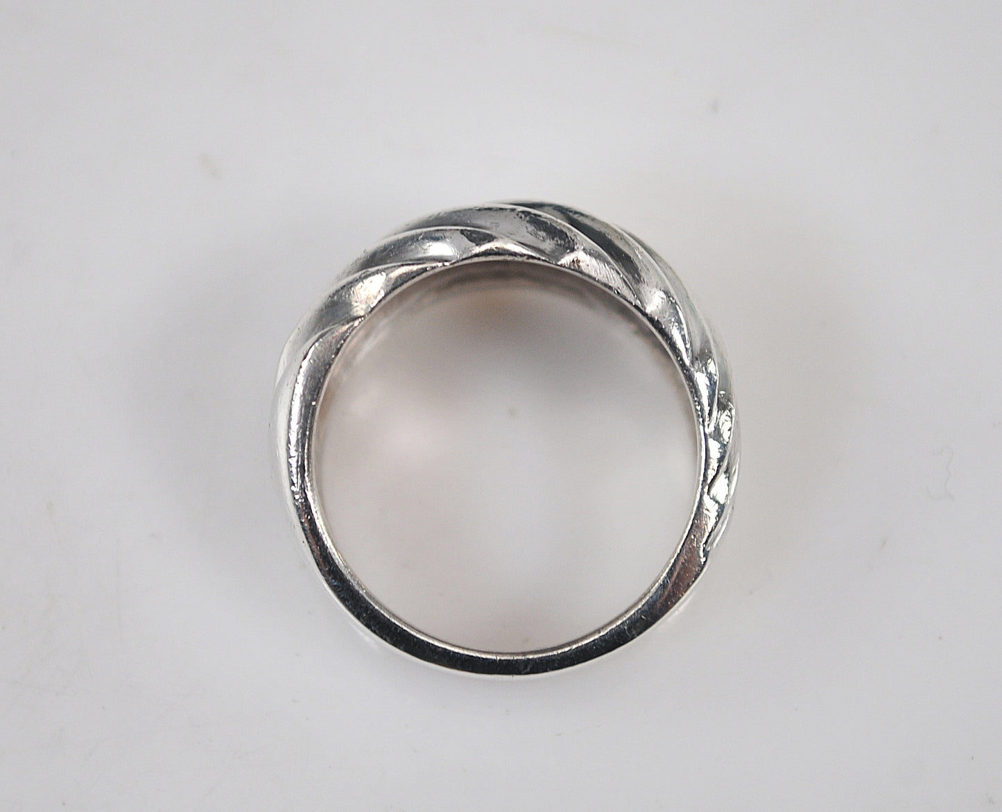 Wide Sterling Silver Ribbed Dome Ring