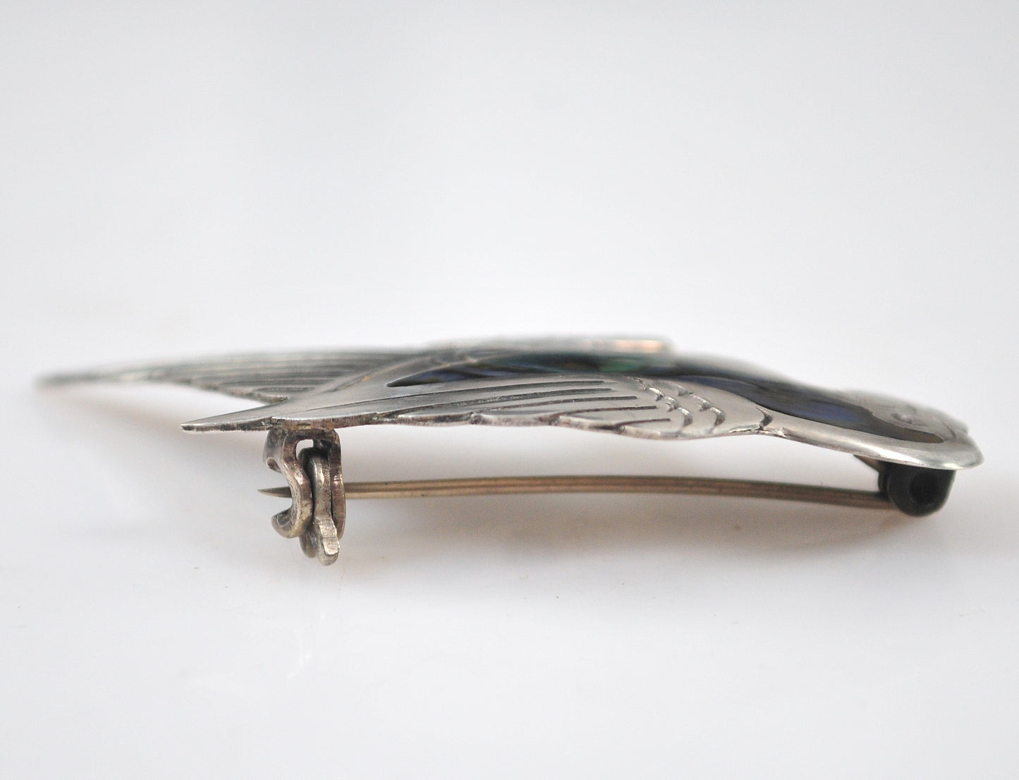 Old Mexico 925 Sterling Silver Abalone Parrot Brooch