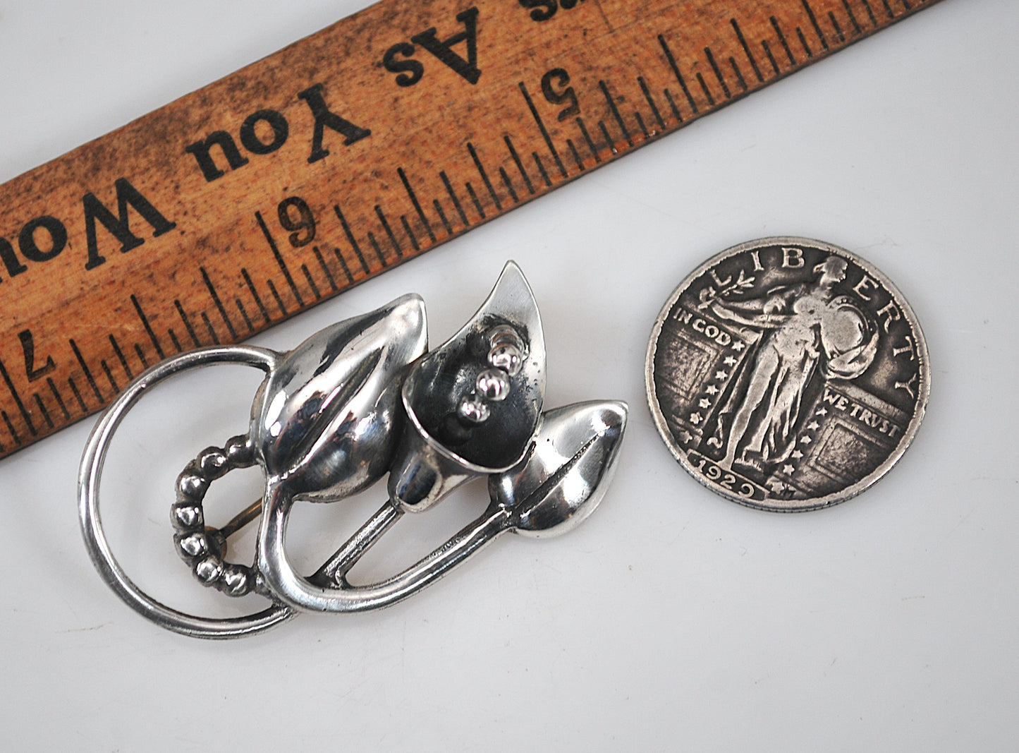 Vintage Sterling Silver Lily Brooch