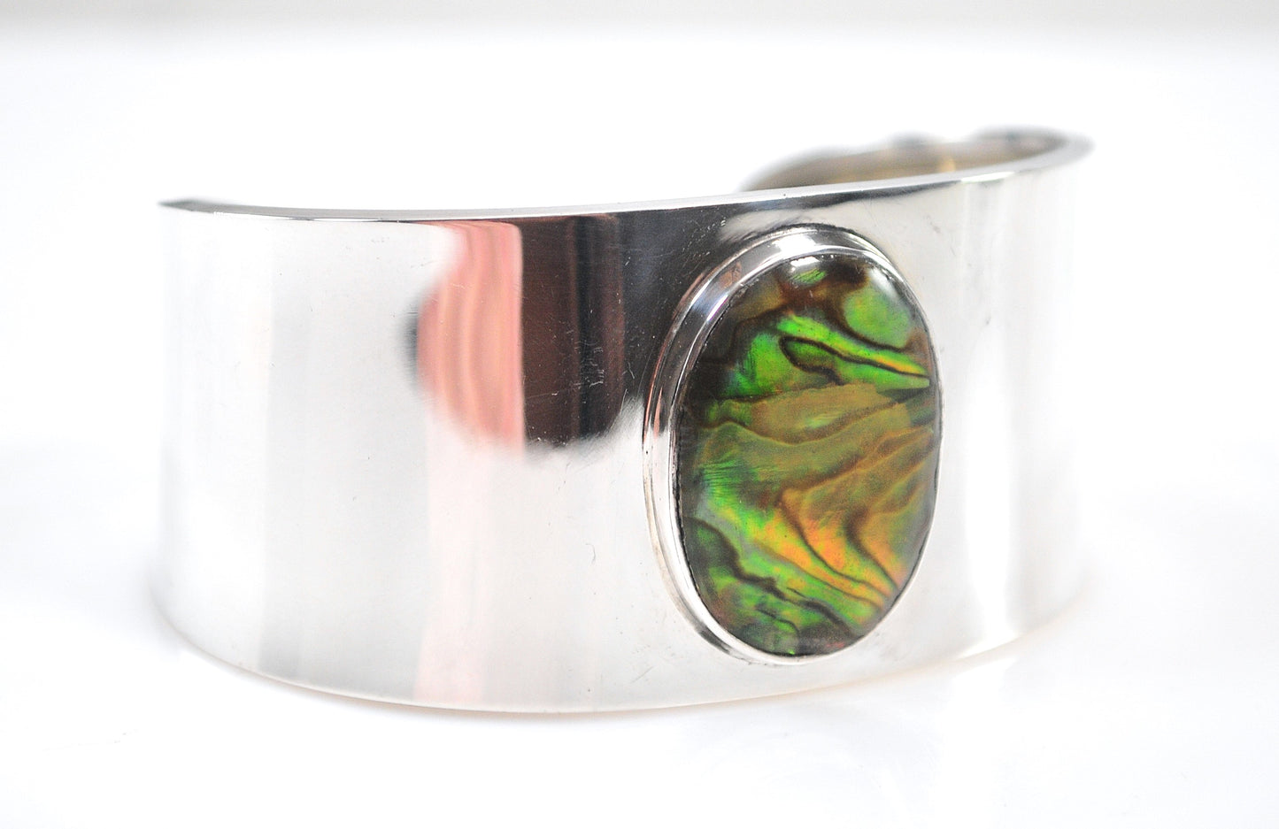 Wide 925 Mexico CII Abalone Cuff Bracelet