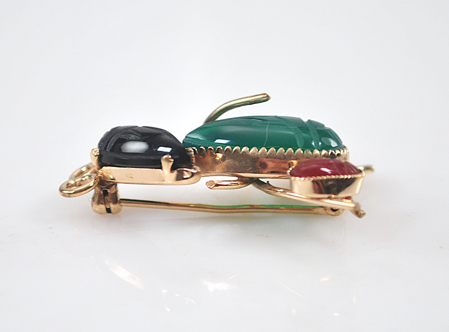 Vintage Gold Filled Carved Scarab Mouse Brooch