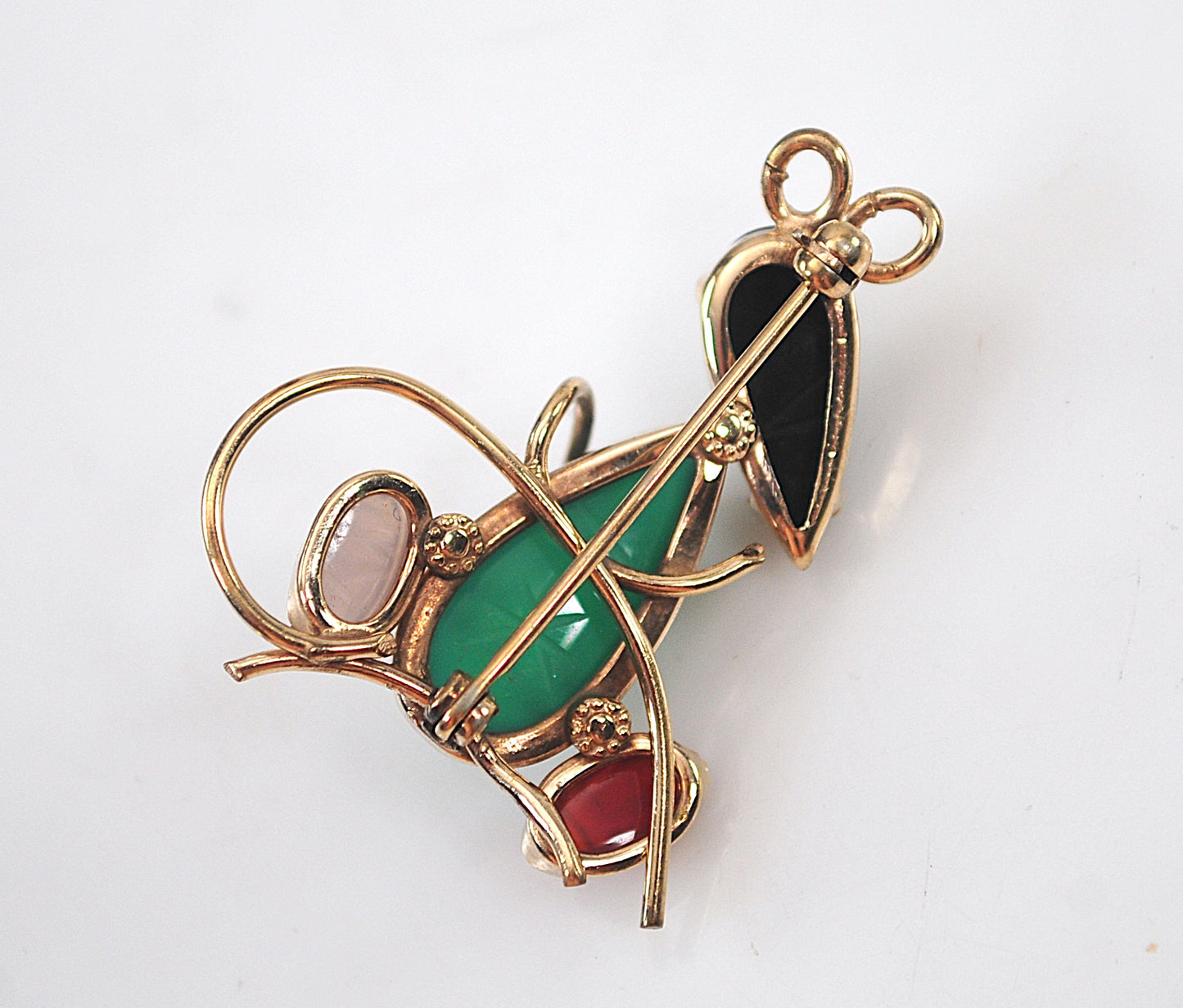 Vintage Gold Filled Carved Scarab Mouse Brooch