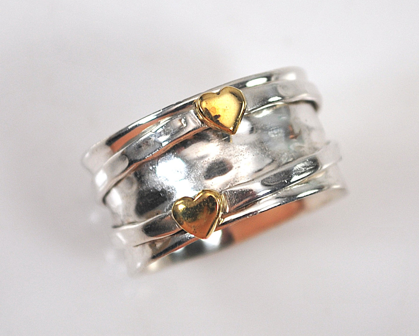 Sterling Silver Brass Heart Spinner Ring