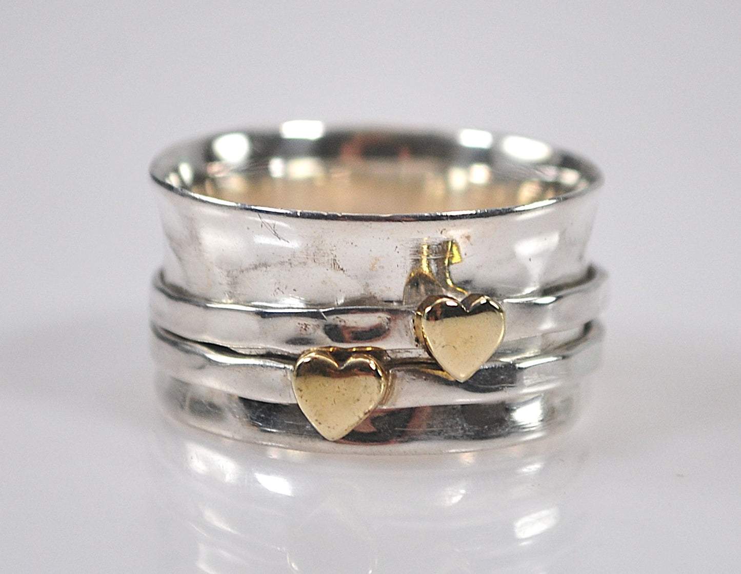 Sterling Silver Brass Heart Spinner Ring