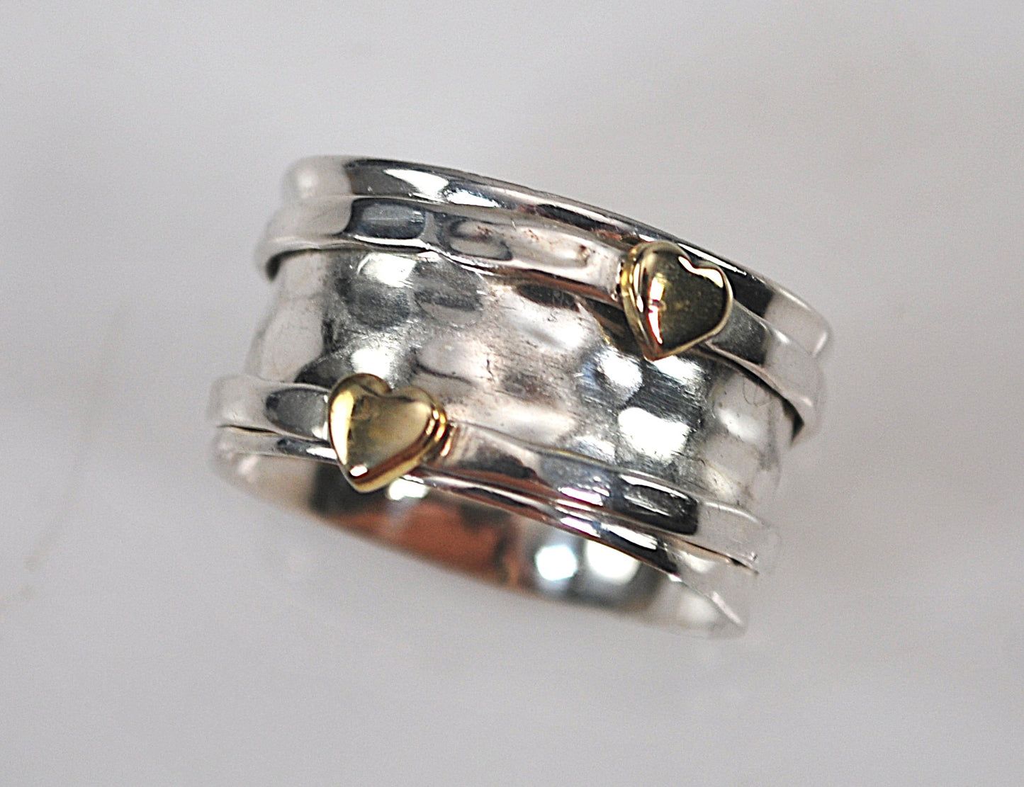 Sterling Silver Brass Heart Spinner Ring