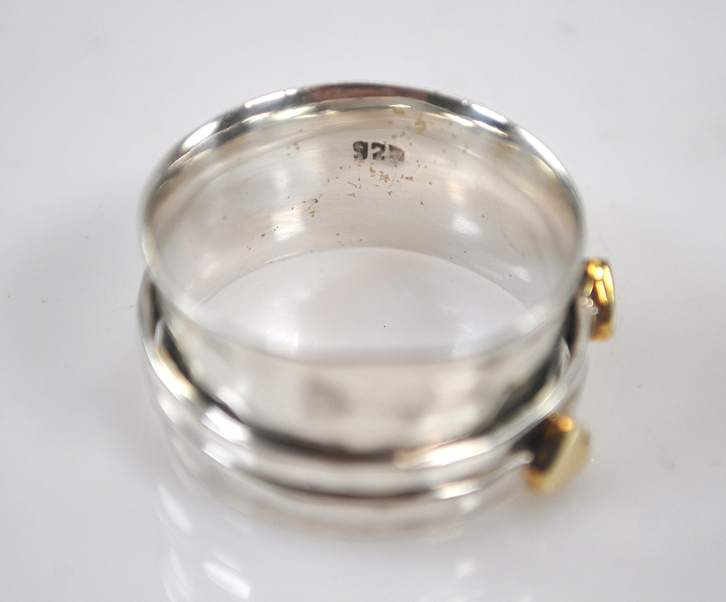 Sterling Silver Brass Heart Spinner Ring
