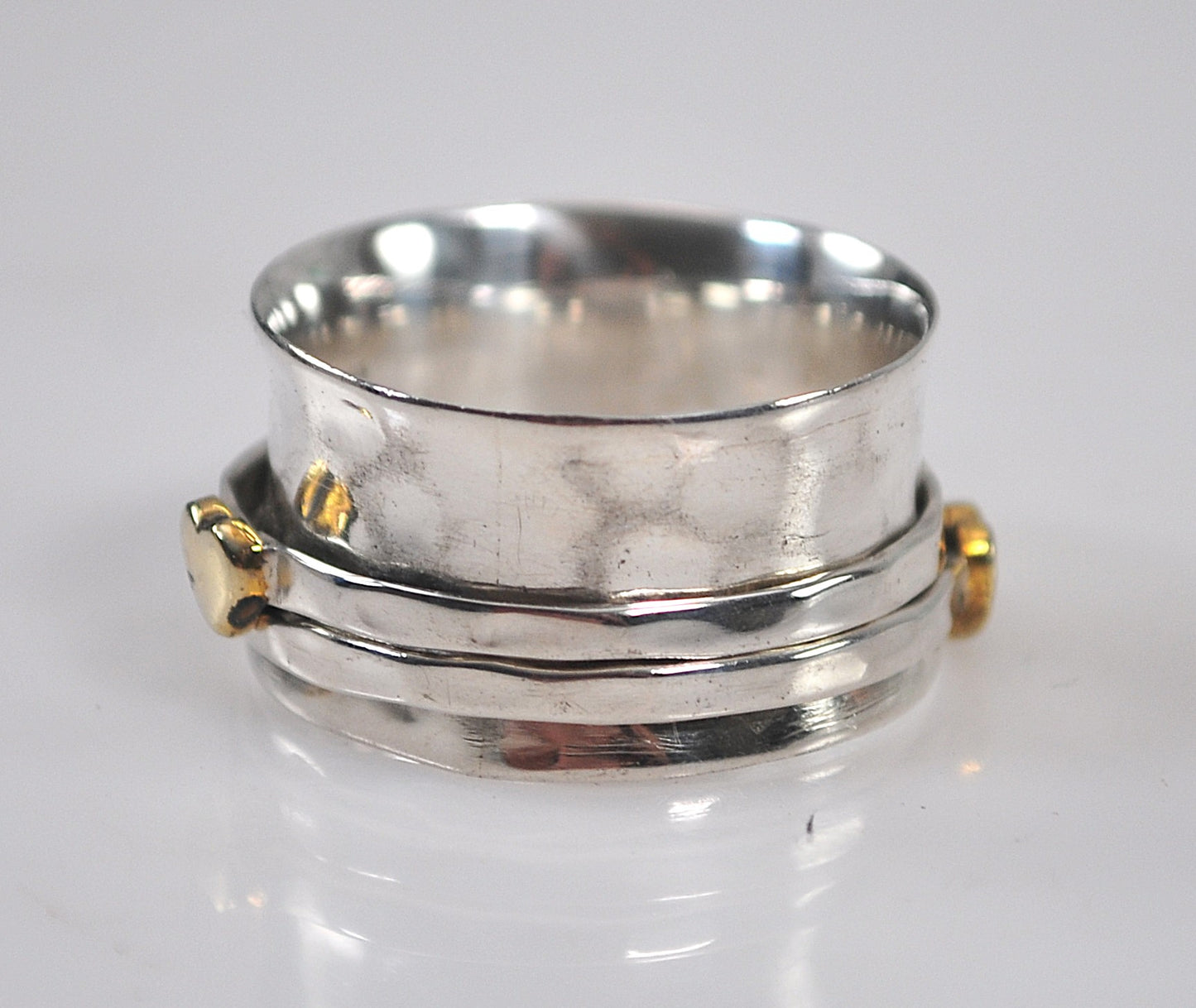 Sterling Silver Brass Heart Spinner Ring