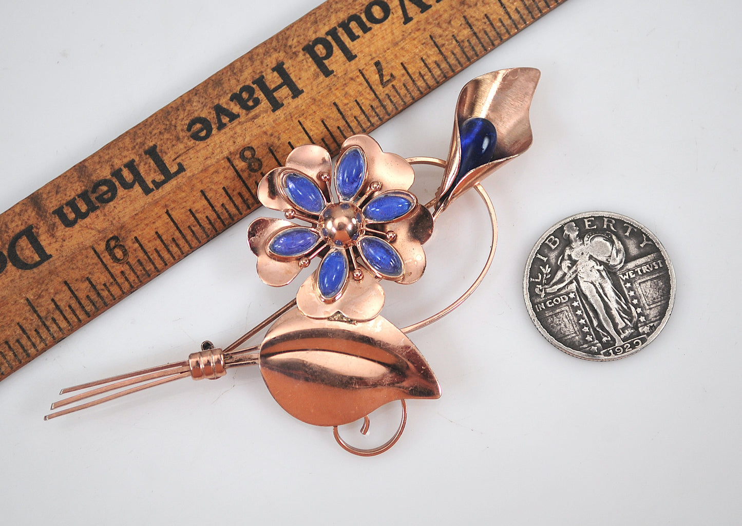 Vintage Truart Sterling Silver Floral Brooch
