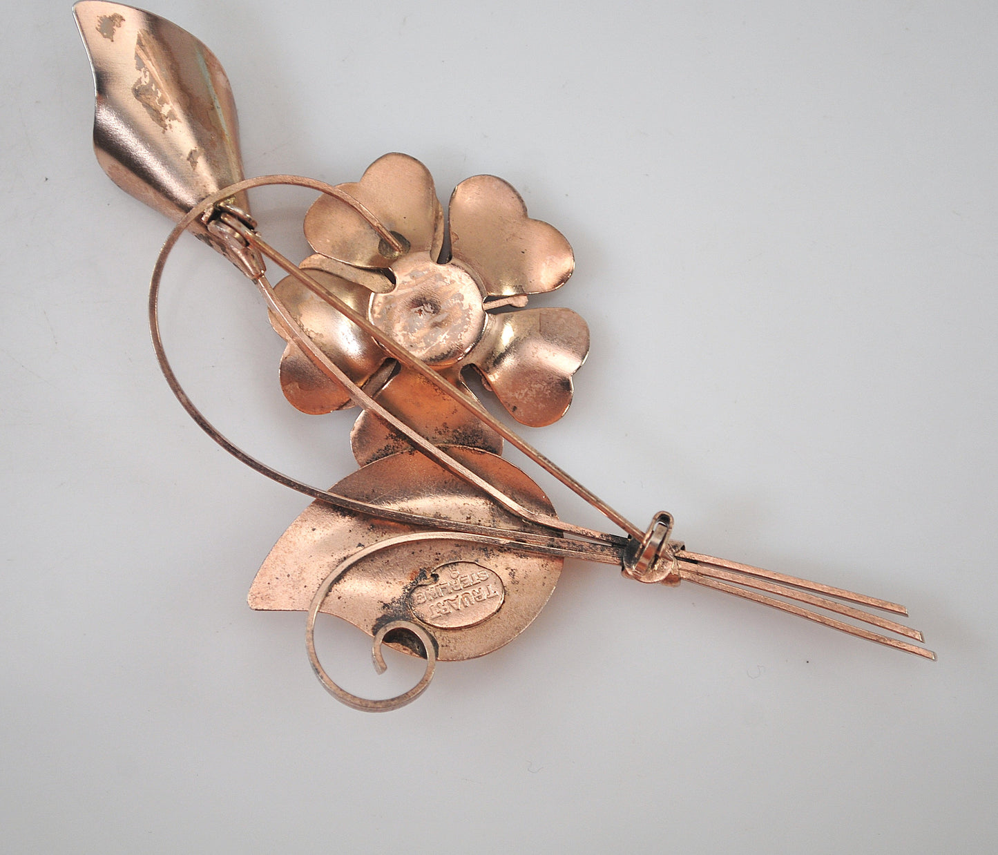 Vintage Truart Sterling Silver Floral Brooch