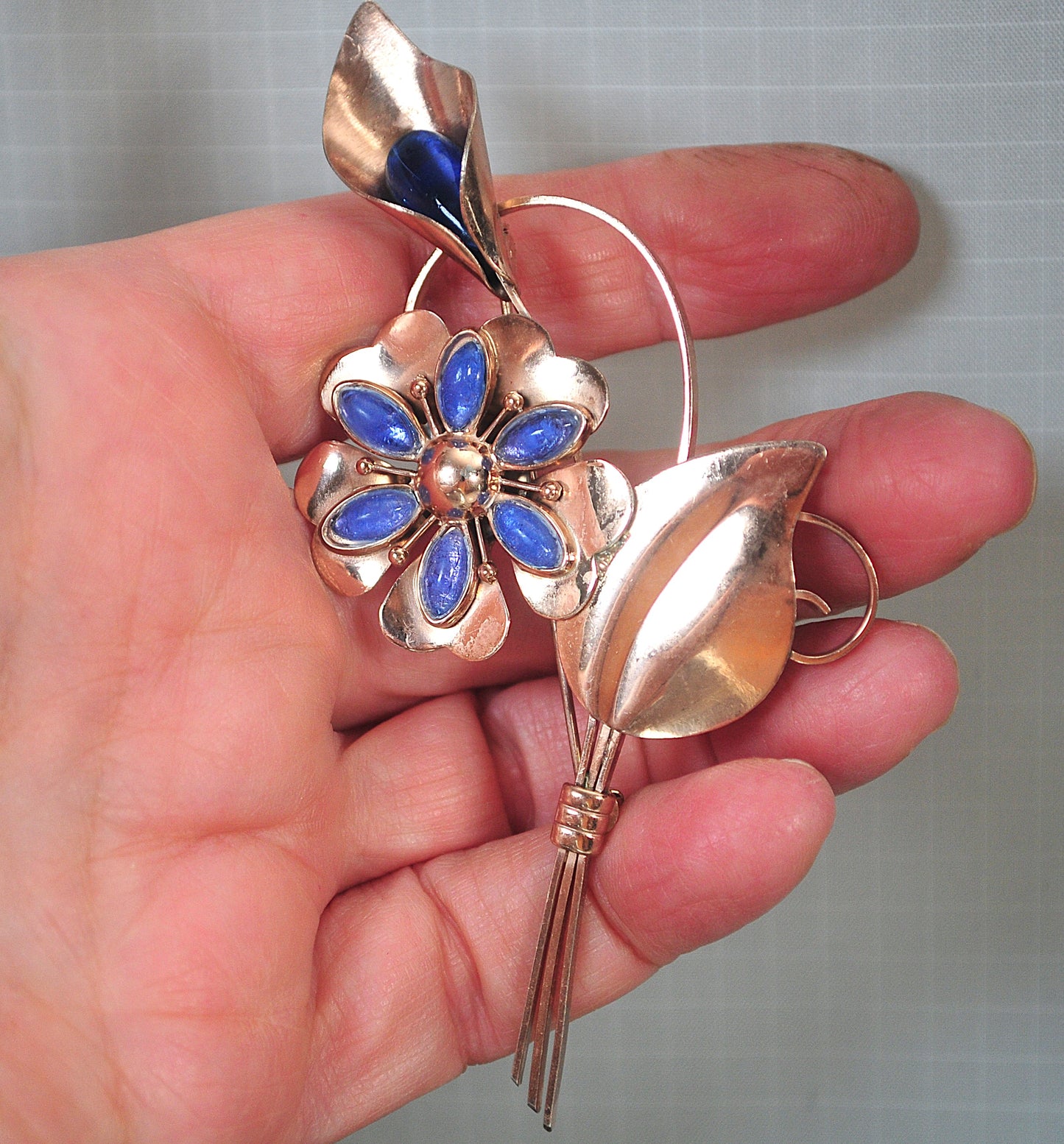 Vintage Truart Sterling Silver Floral Brooch