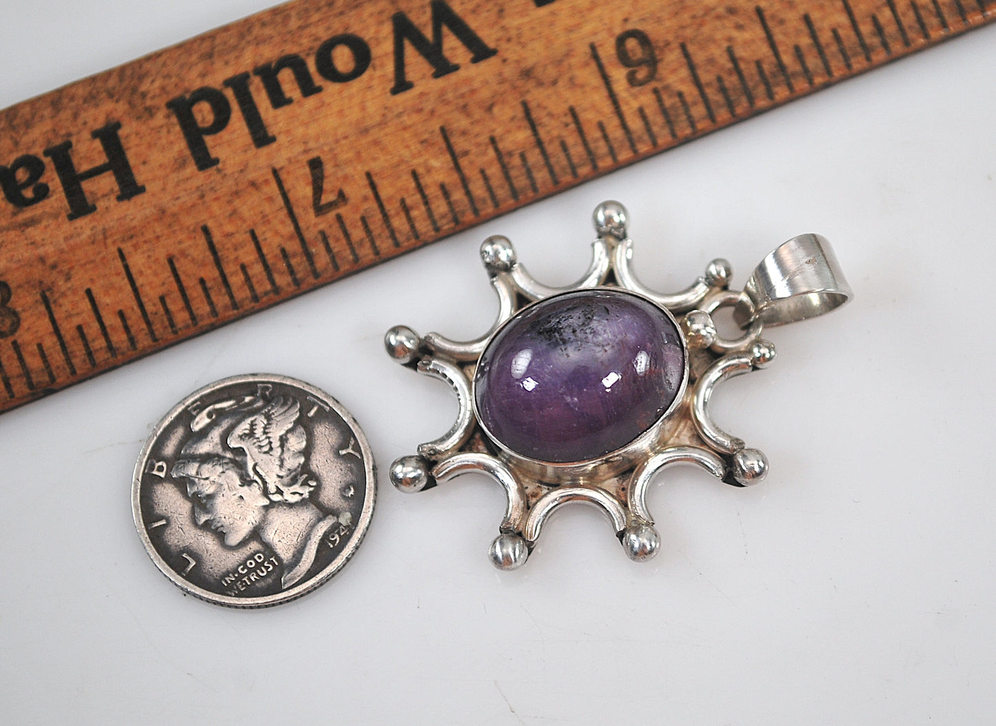 Vintage Sterling Silver Genuine Star Sapphire Pendant