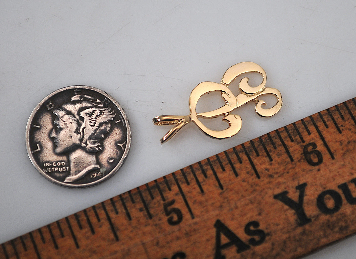 14K Gold Initial B Pendant