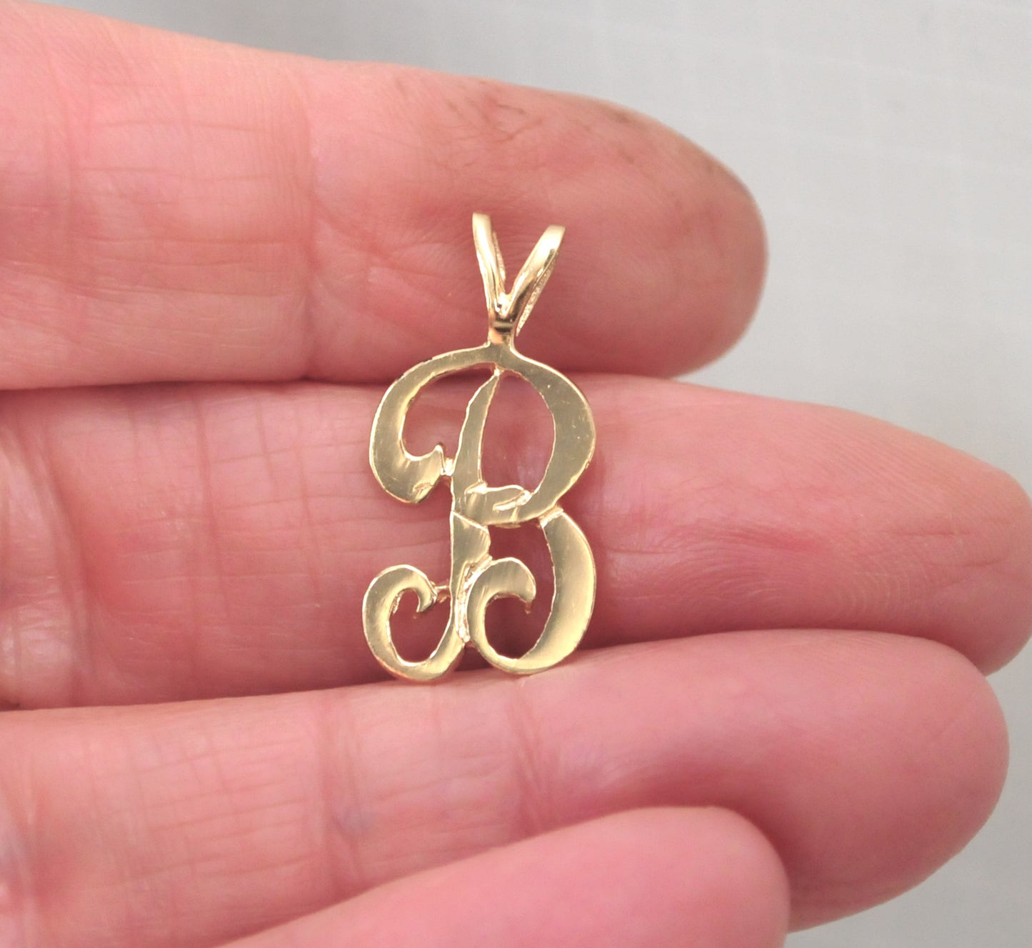 14K Gold Initial B Pendant