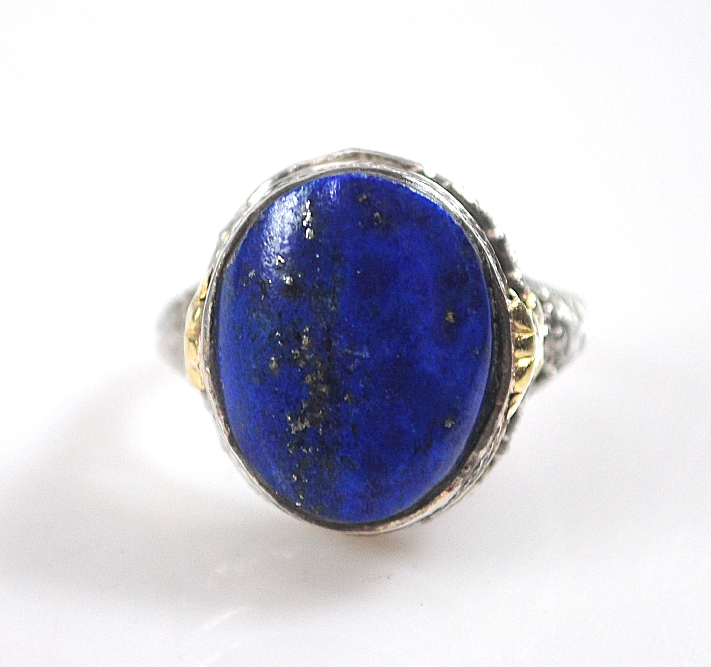 Antique 14K White Gold Lapis Ring