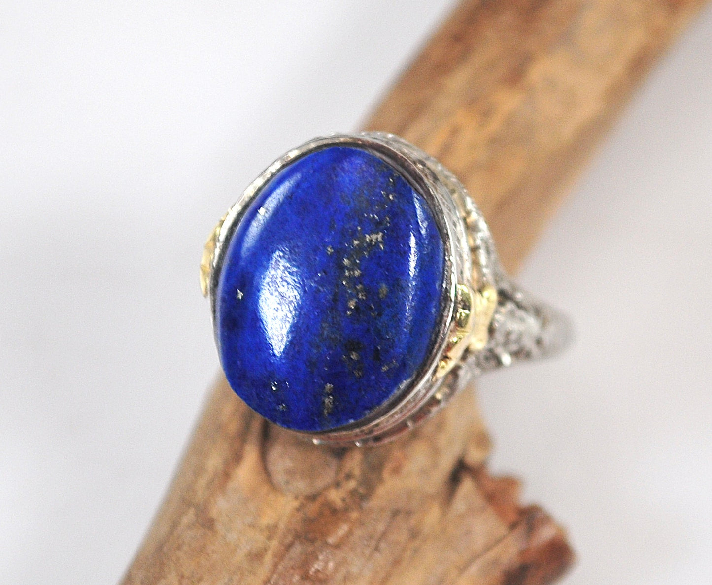 Antique 14K White Gold Lapis Ring
