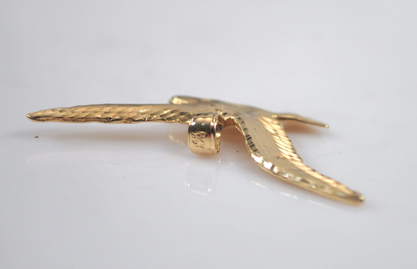 14K Gold Flying Bird Pendant