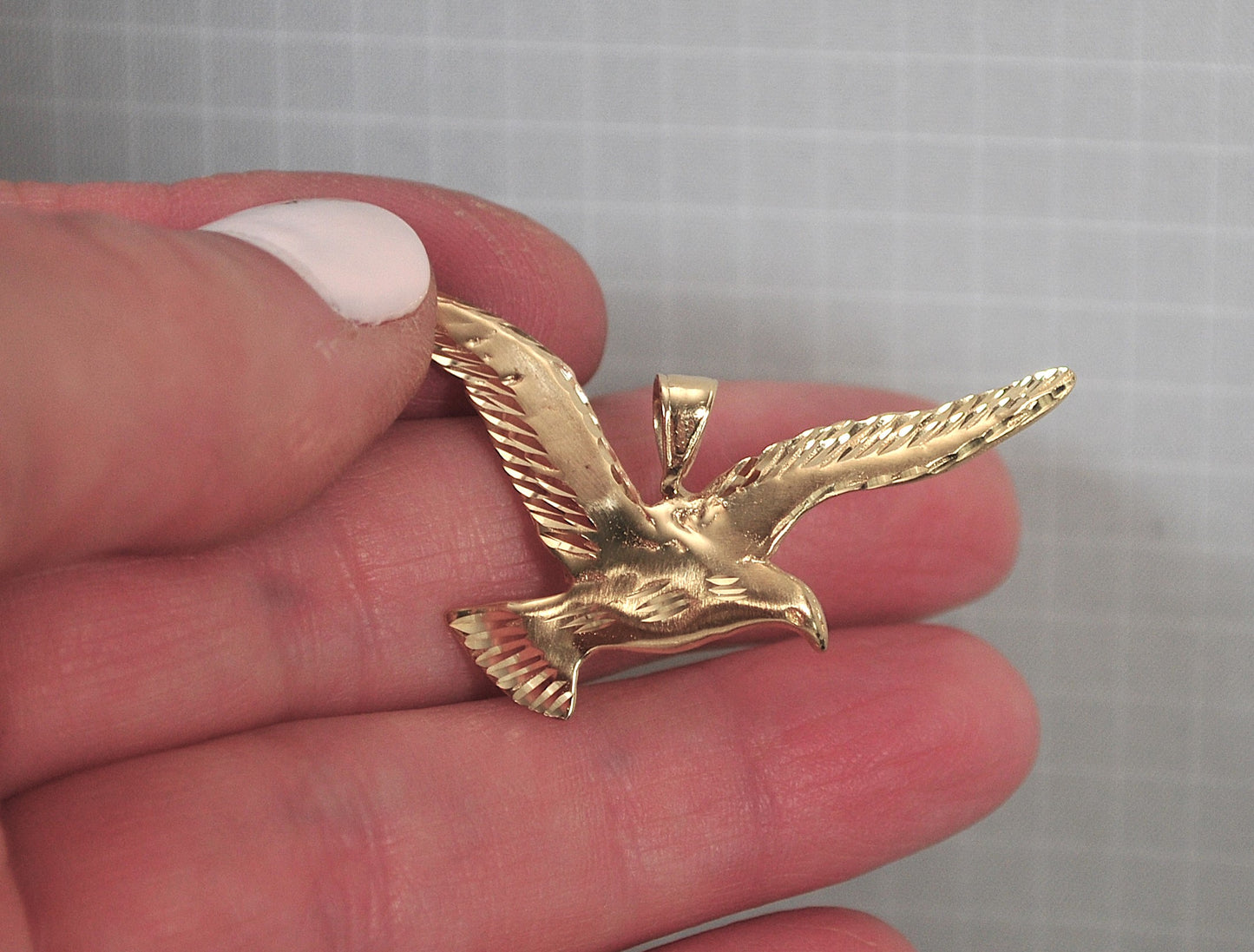14K Gold Flying Bird Pendant