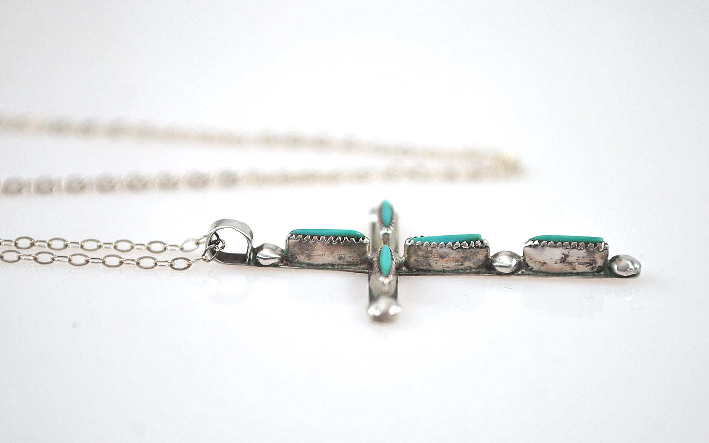 Zuni Sterling Silver Turquoise Needlepoint Cross