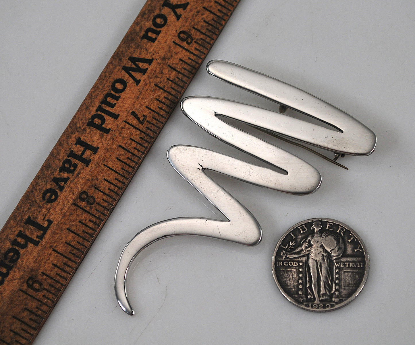 Large Vintage Taxco Sterling Silver Tornado Brooch Pendant
