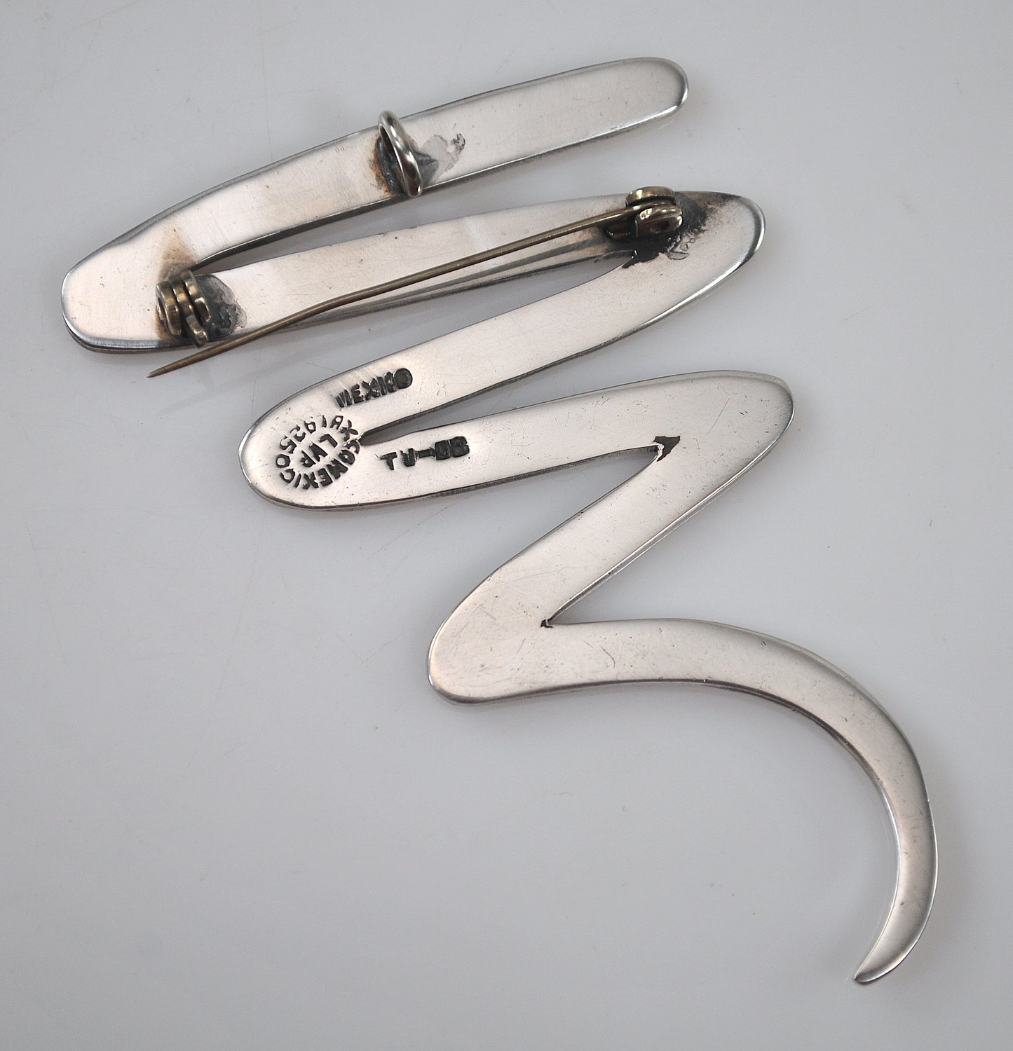 Large Vintage Taxco Sterling Silver Tornado Brooch Pendant