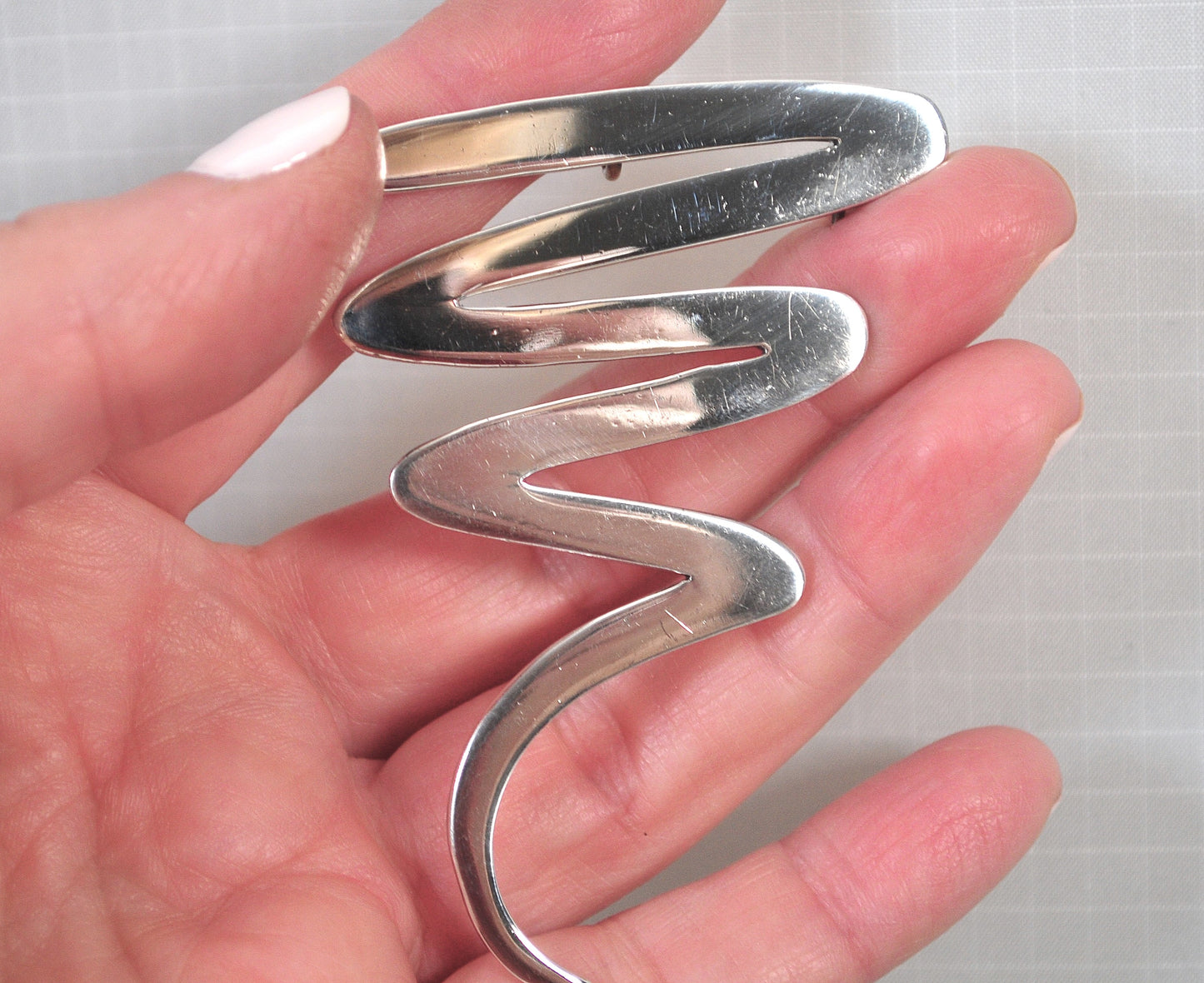 Large Vintage Taxco Sterling Silver Tornado Brooch Pendant