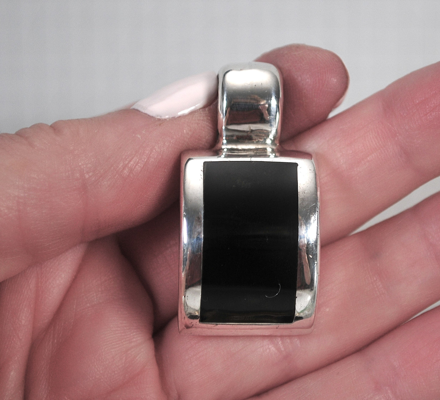 Chunky Sterling Silver Black Onyx Pendant