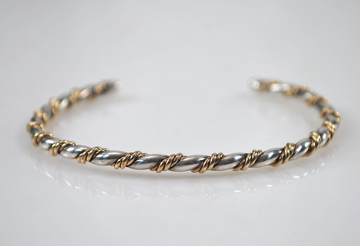 Southwestern Sterling Silver Brass Rope Twist Cuff Bracelet