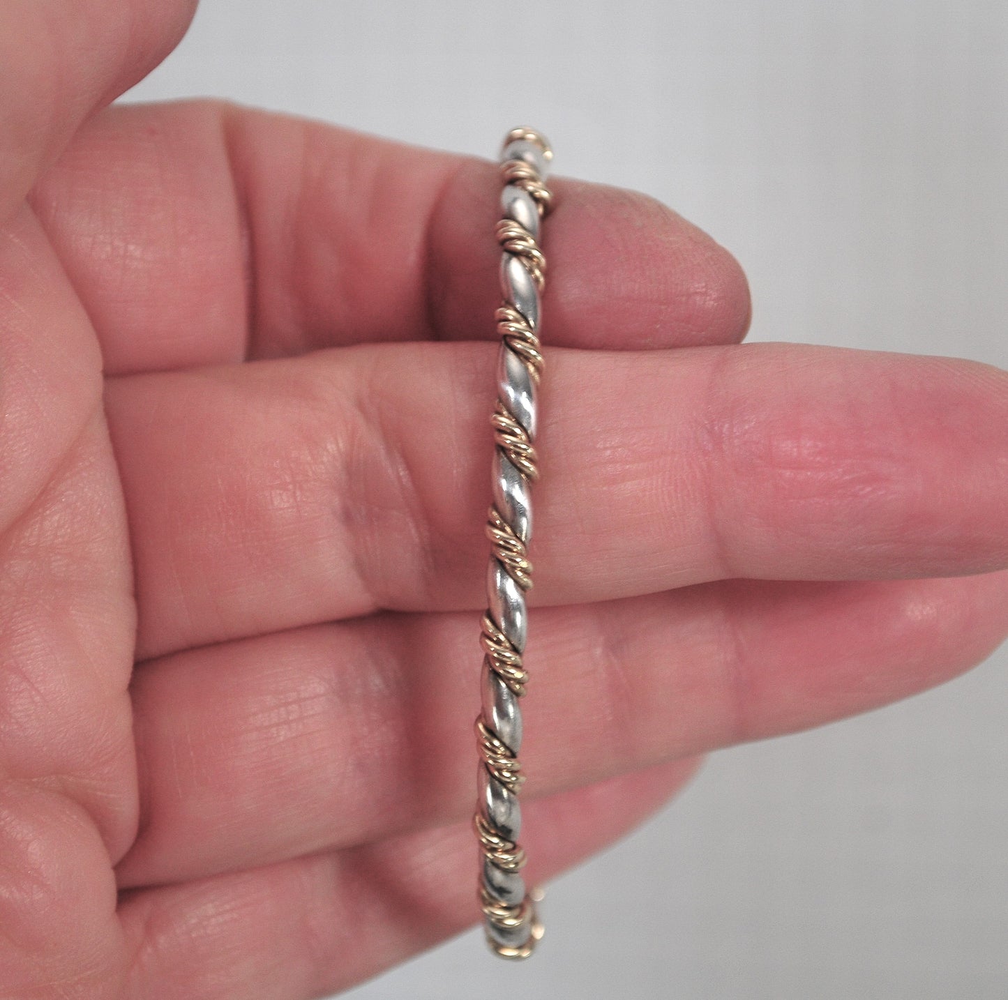 Southwestern Sterling Silver Brass Rope Twist Cuff Bracelet