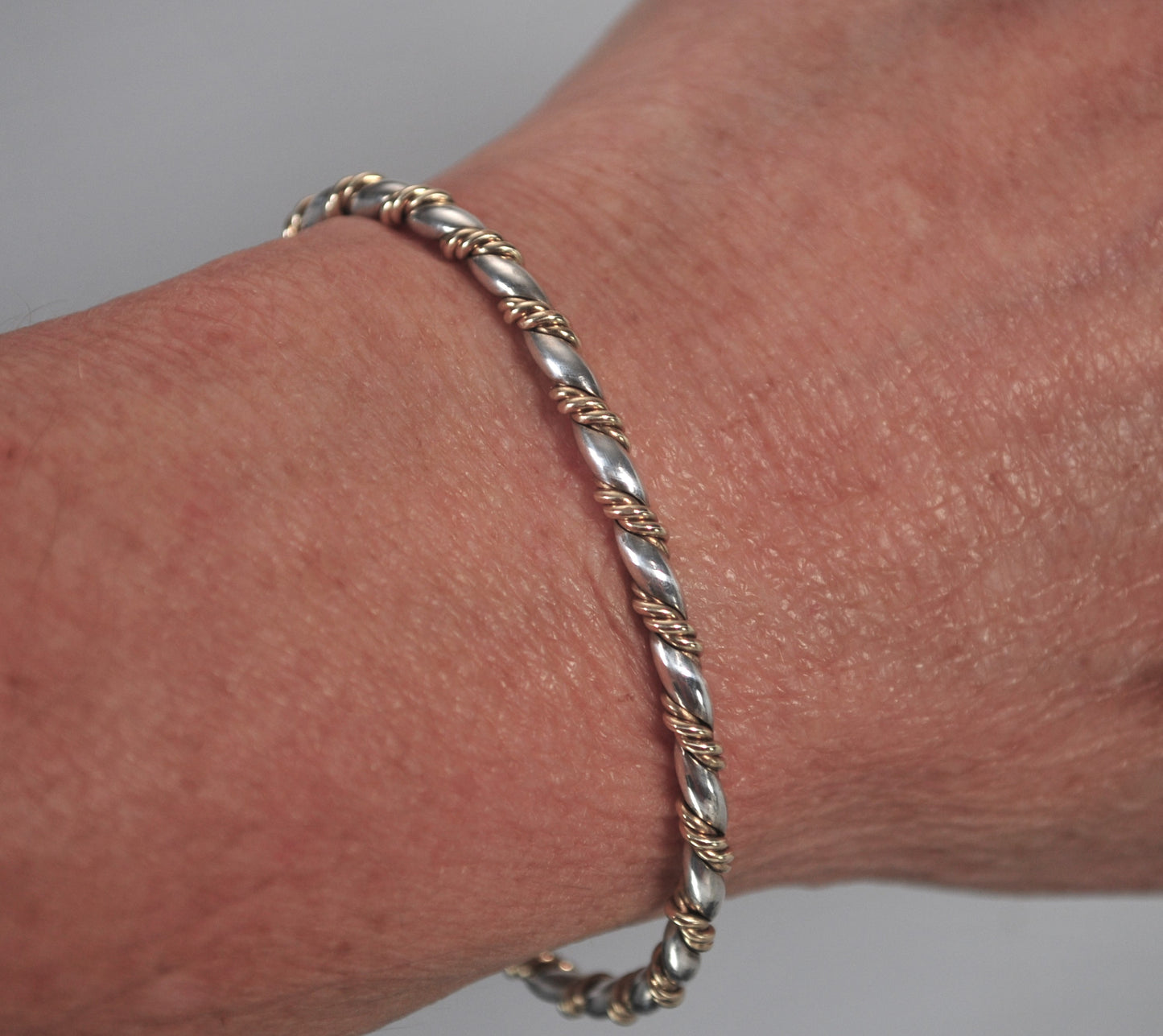 Southwestern Sterling Silver Brass Rope Twist Cuff Bracelet