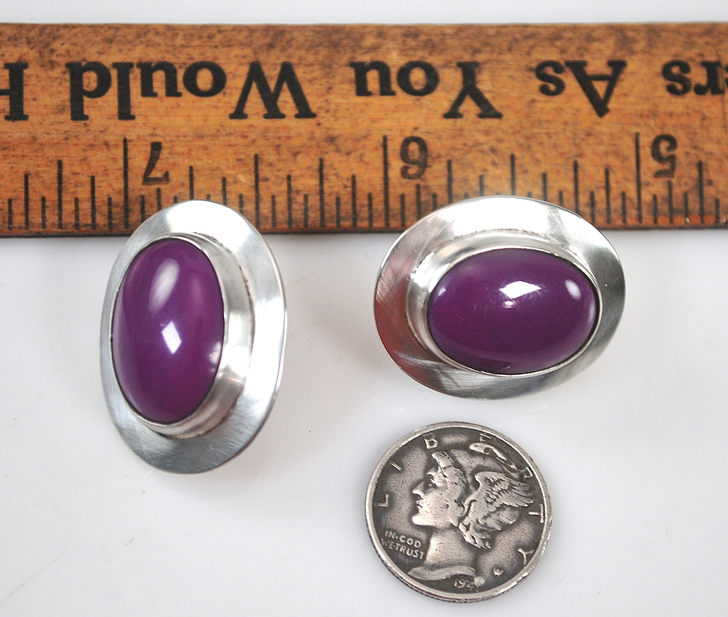 Vintage Sterling Silver Sugilite Earrings
