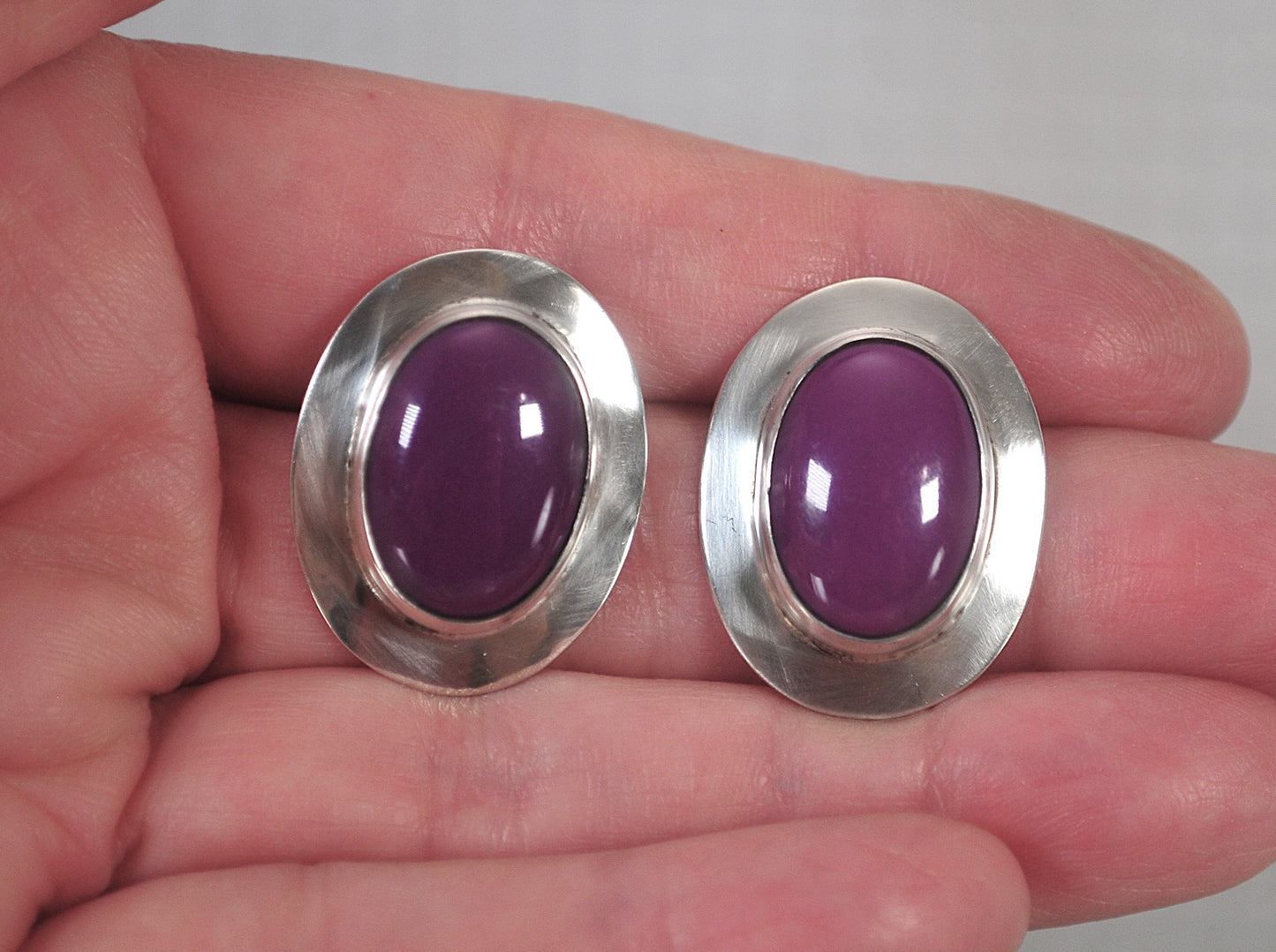 Vintage Sterling Silver Sugilite Earrings