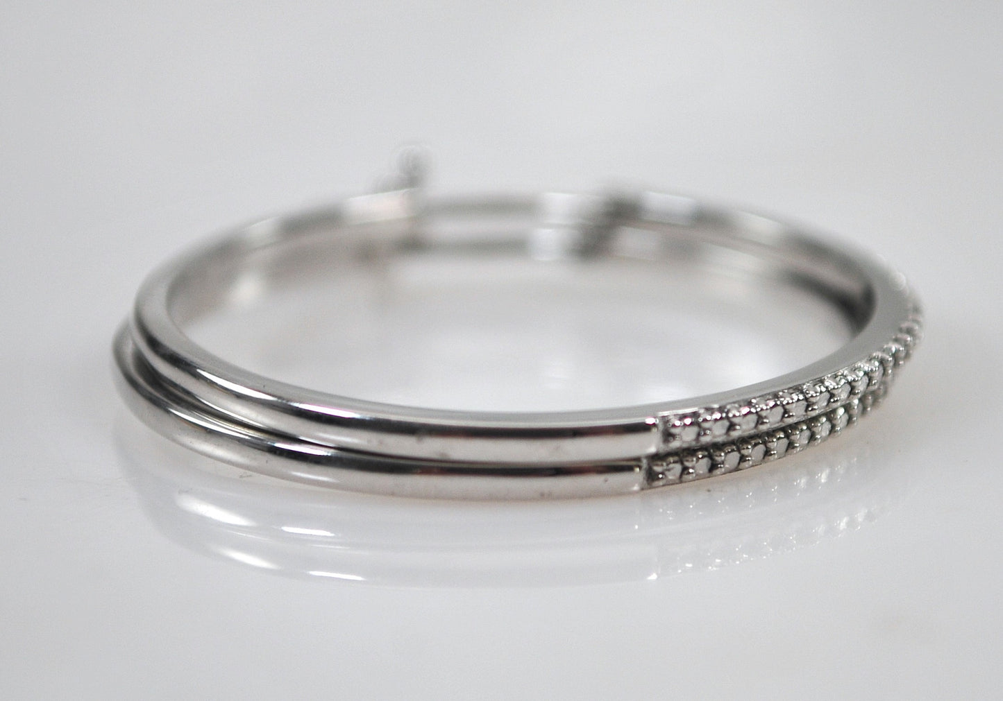 Signed Sterling Silver Genuine Diamond Hoop Earrings