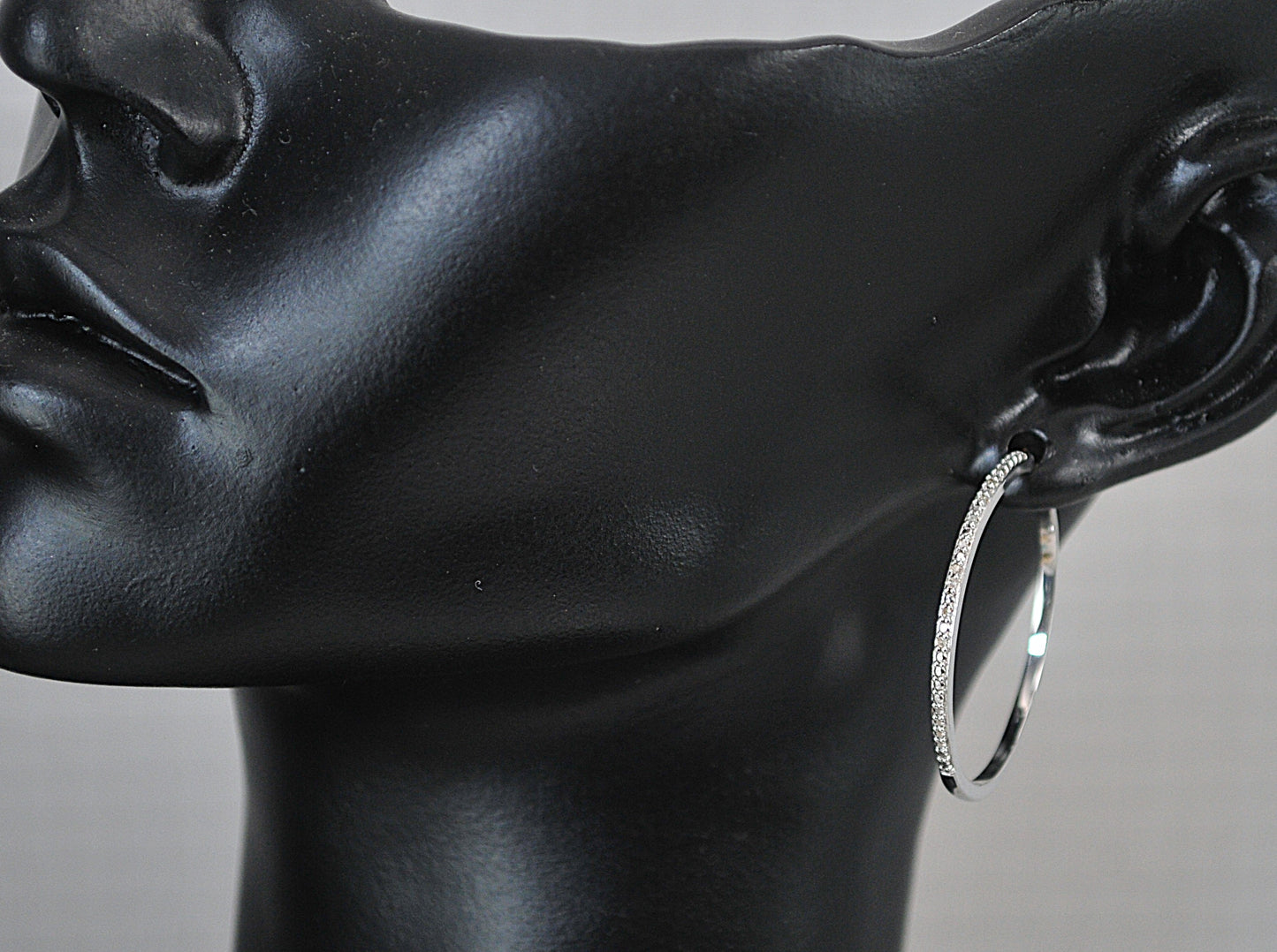 Signed Sterling Silver Genuine Diamond Hoop Earrings