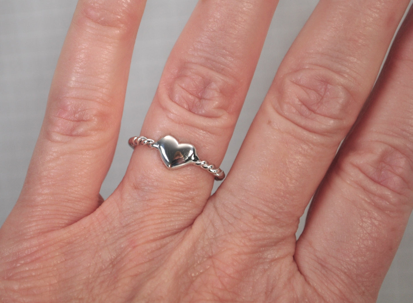 Signed 925 Sterling Silver Heart Ring