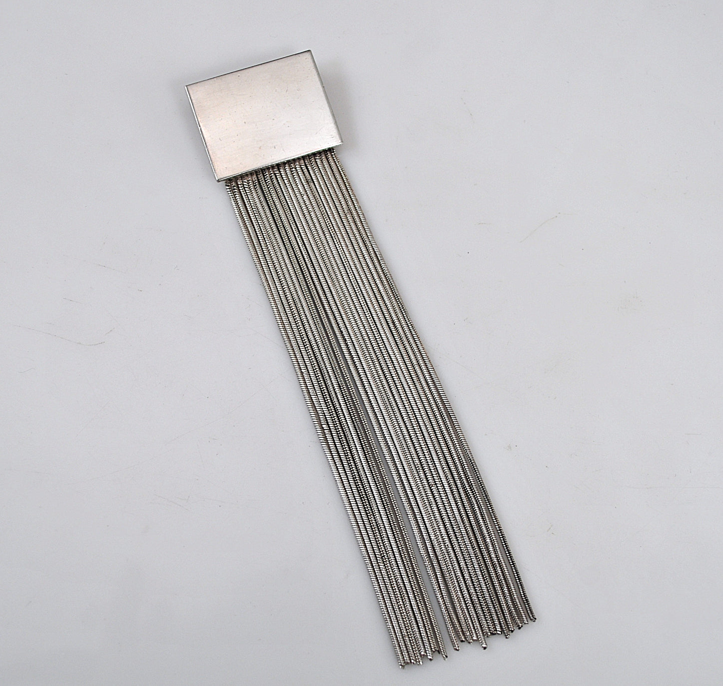 Long Signed Sterling Silver Fringe Slider Pendant