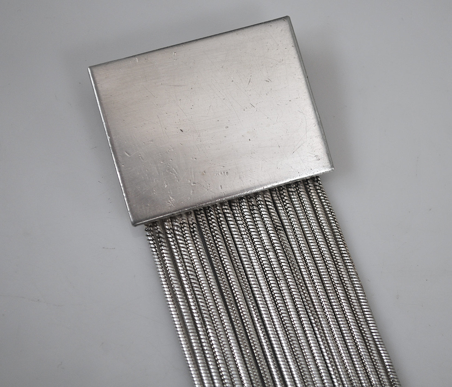 Long Signed Sterling Silver Fringe Slider Pendant