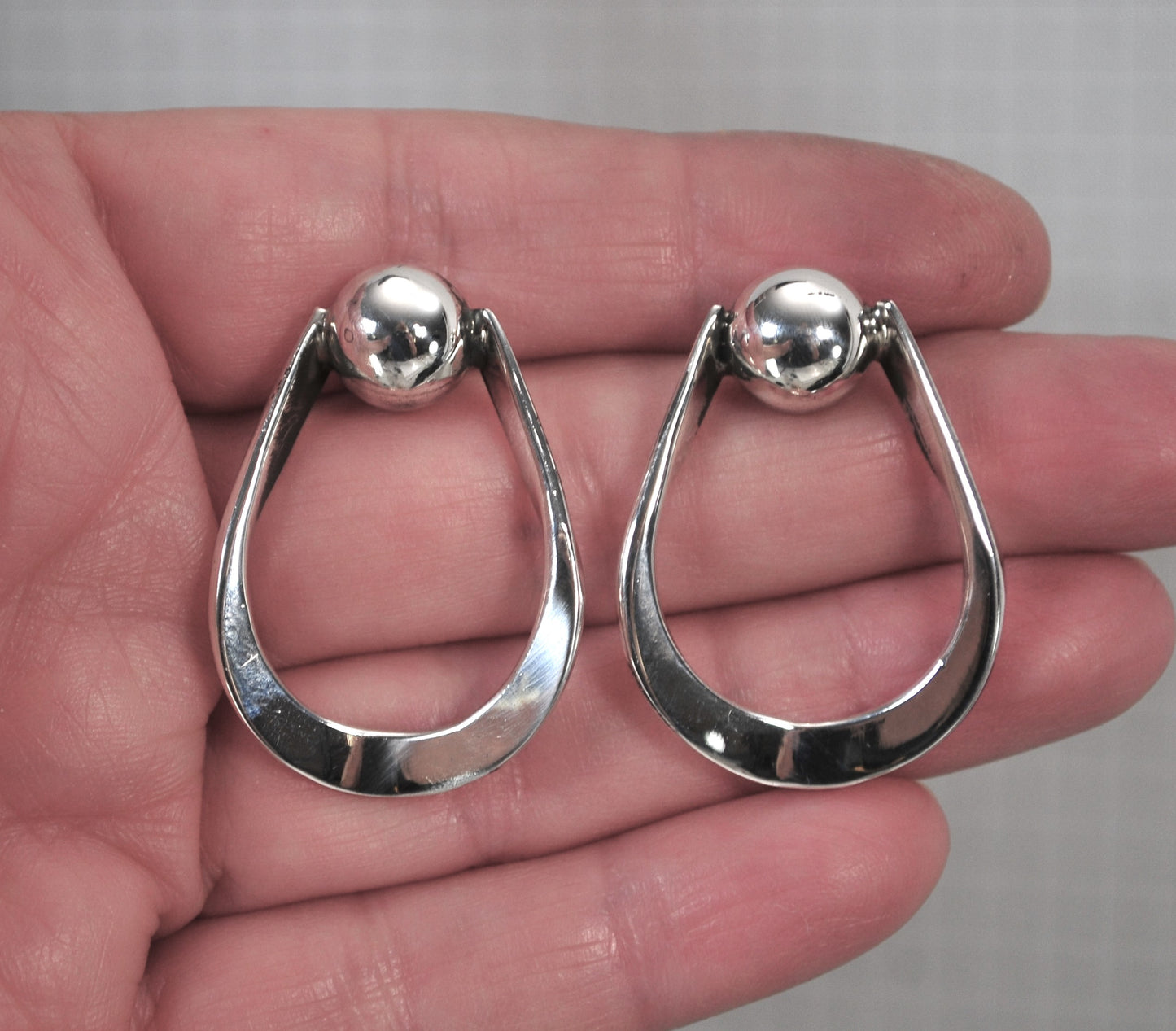 Large Taxco Sterling Silver Earrings