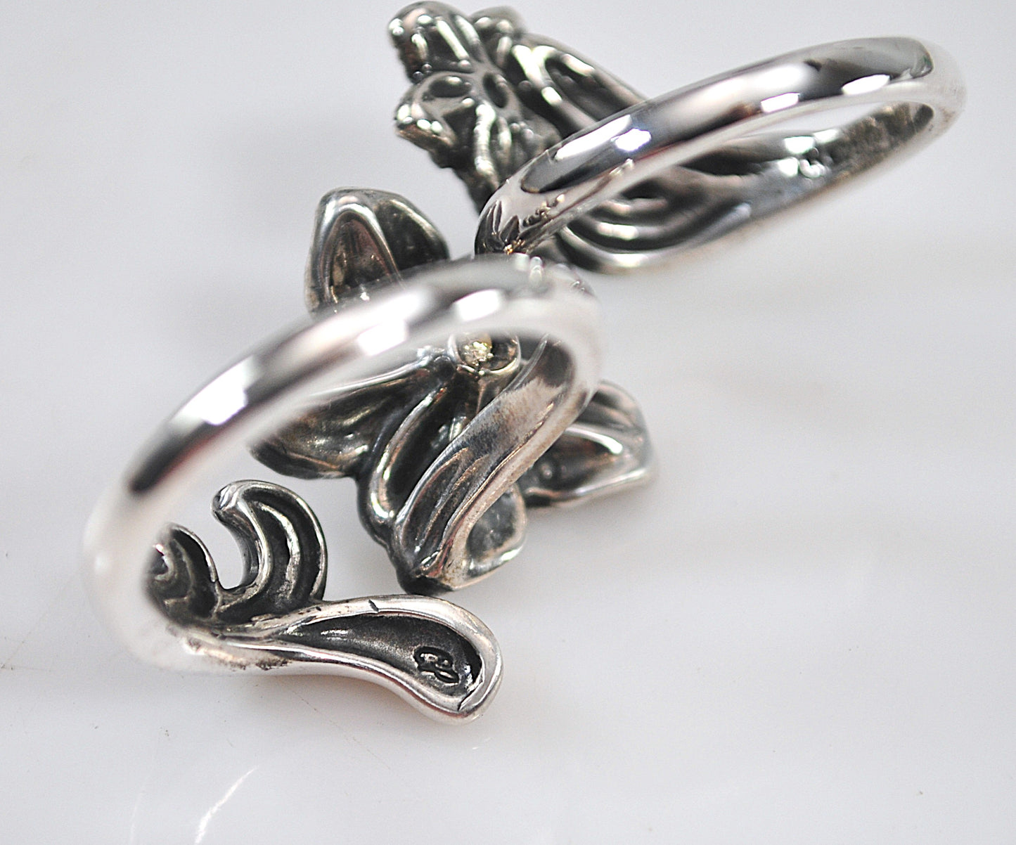 Relios Carolyn Pollack Double Finger Ring Sterling Silver
