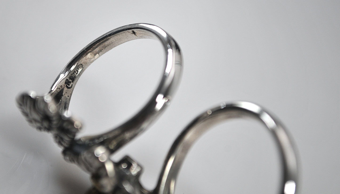 Relios Carolyn Pollack Double Finger Ring Sterling Silver